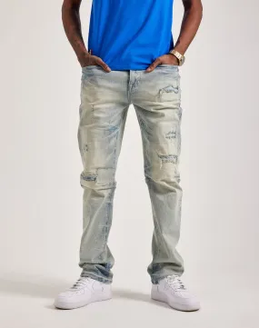 Smoke Rise Wave Effect Straight Denim Jeans Diamond Soul StaticFreeLining