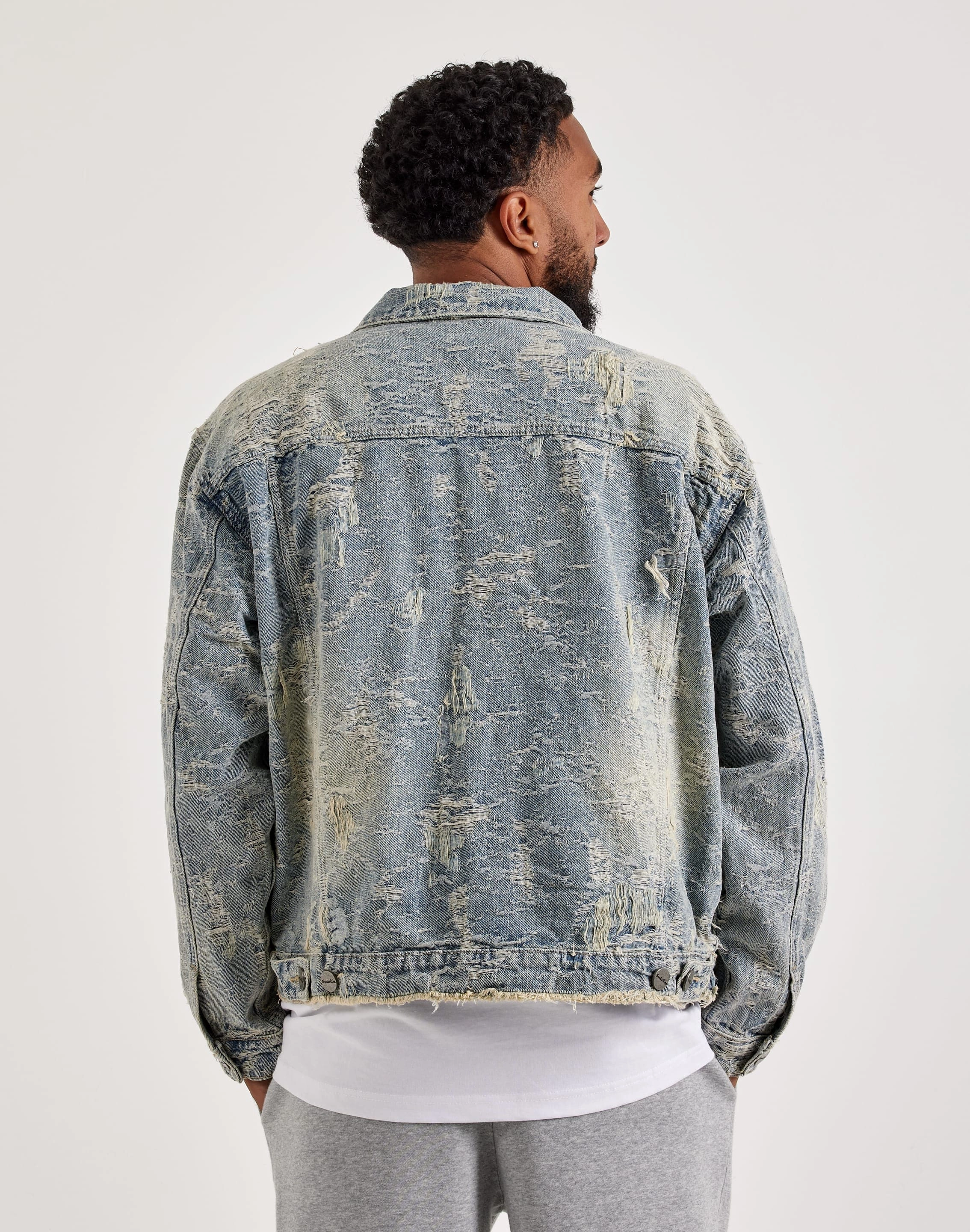 Smoke Rise Distressed Denim Jacket Pure Tone Snow Ready