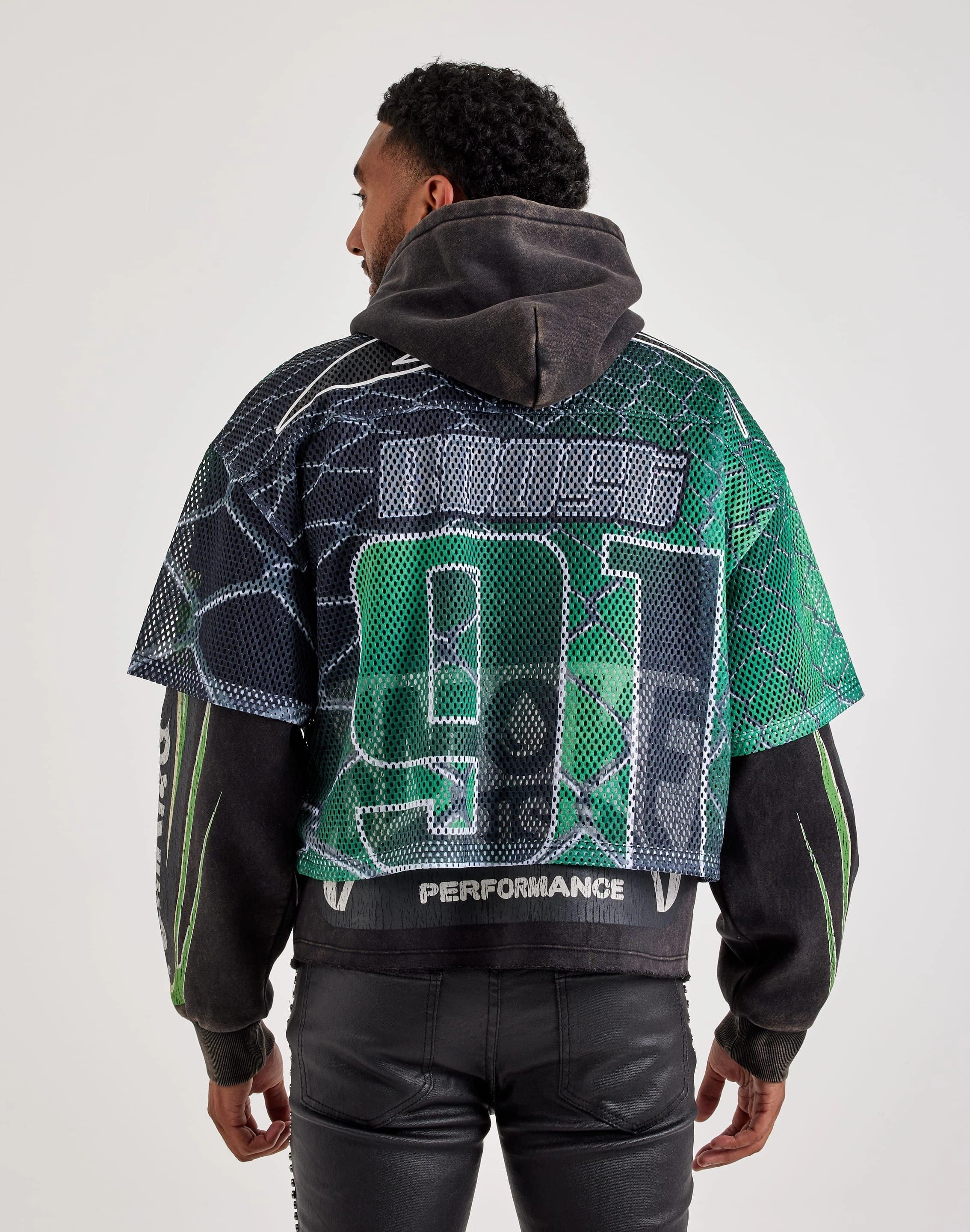 Smoke Rise Layered Fleece Sporty Jersey Hoodie Natural Fiber Blend