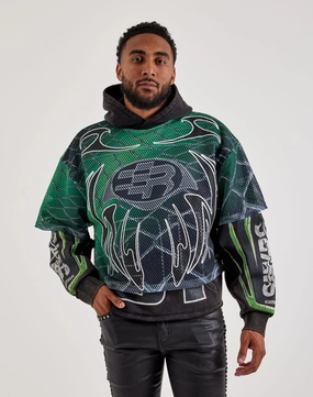 Smoke Rise Layered Fleece Sporty Jersey Hoodie AntiPillingTechnology