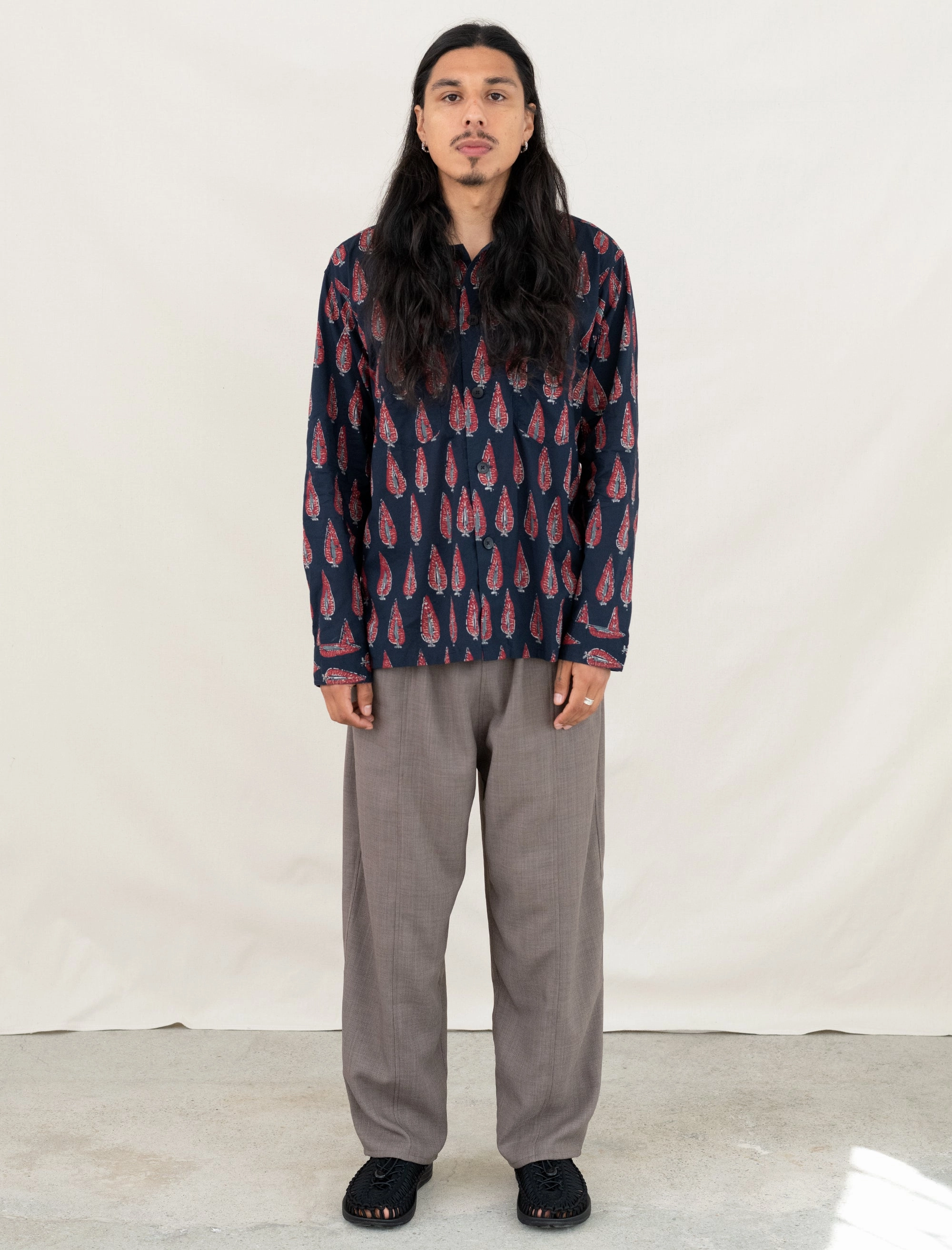 Loose Tee NaturalFiberBlend Smokey Shirt (Navy)