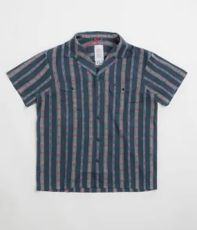 Topo Designs Daytripper Short Sleeve Shirt - Sunset Stripe Midnight Autumn Look