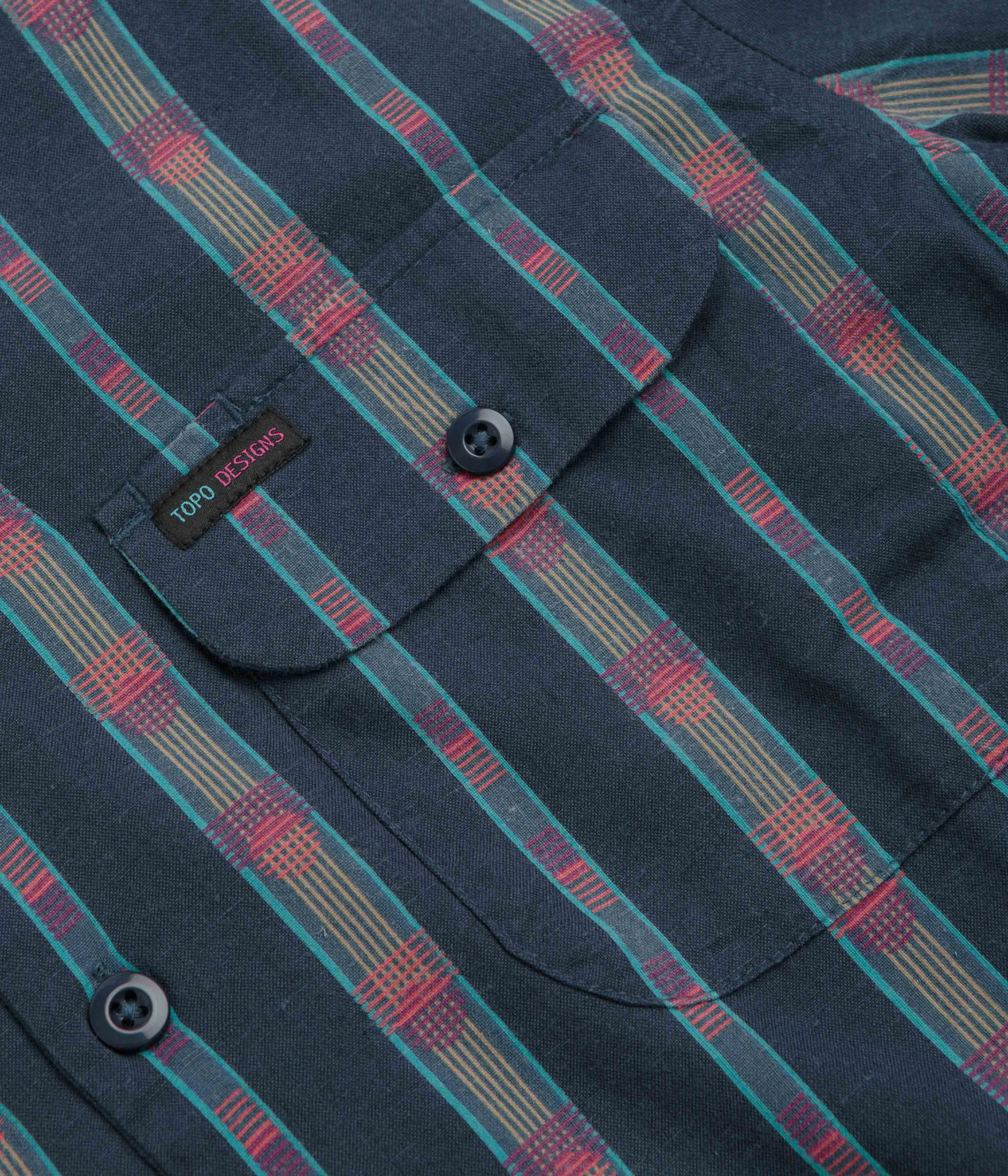 Subtle patterns Warm Insulation Topo Designs Daytripper Short Sleeve Shirt - Sunset Stripe Midnight