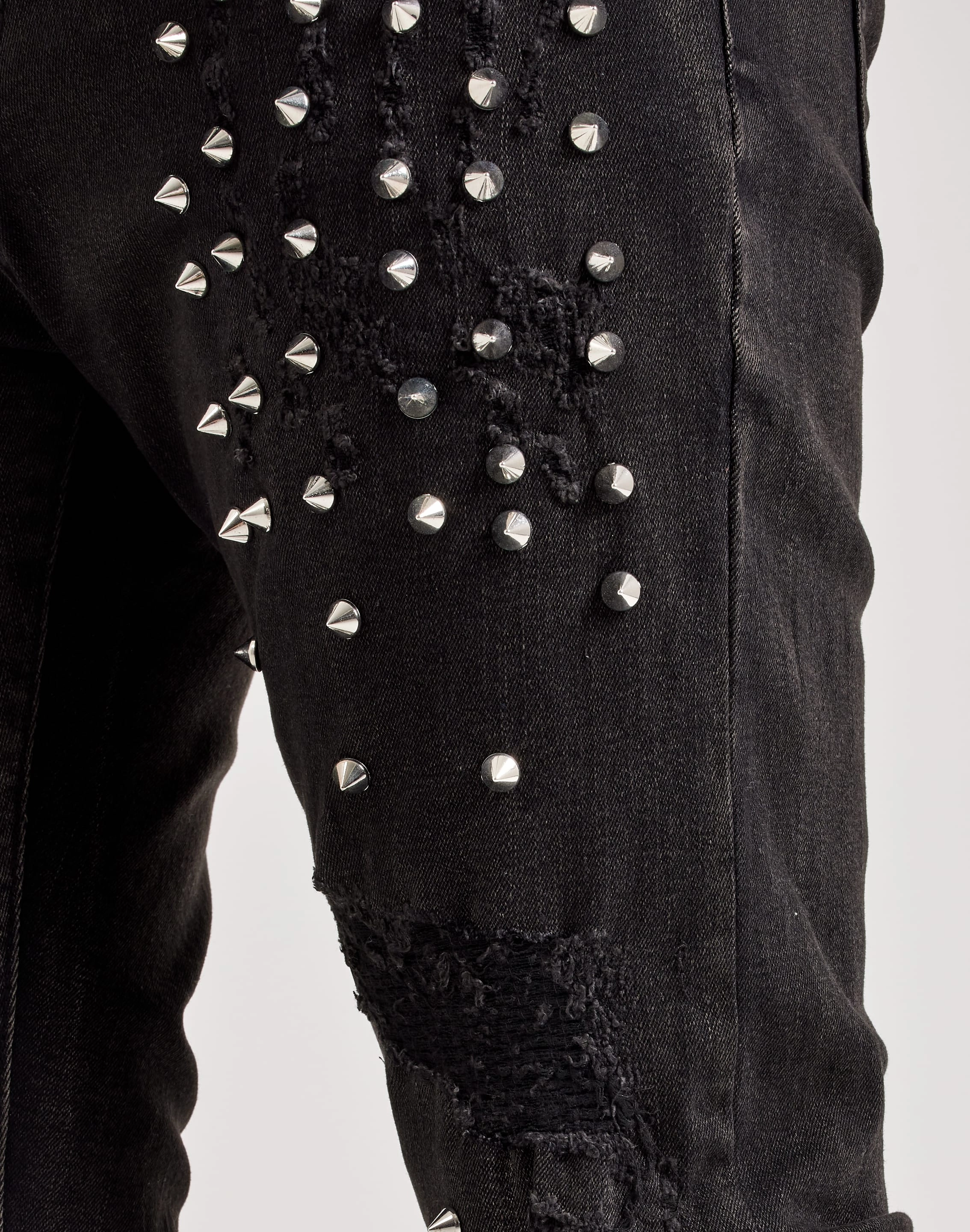 WAIMEA Slim Metal Stud Jeans Korean Fresh FlatlockSeaming