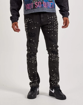 WaterRepellent Finish Cyber Glow WAIMEA Slim Metal Stud Jeans