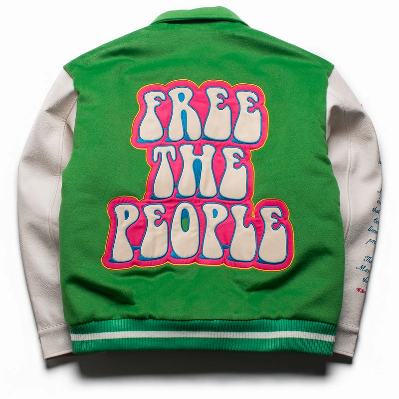 Diet Starts Monday Arts District Varsity Jacket - Green/Cream Lightweight Packable Build