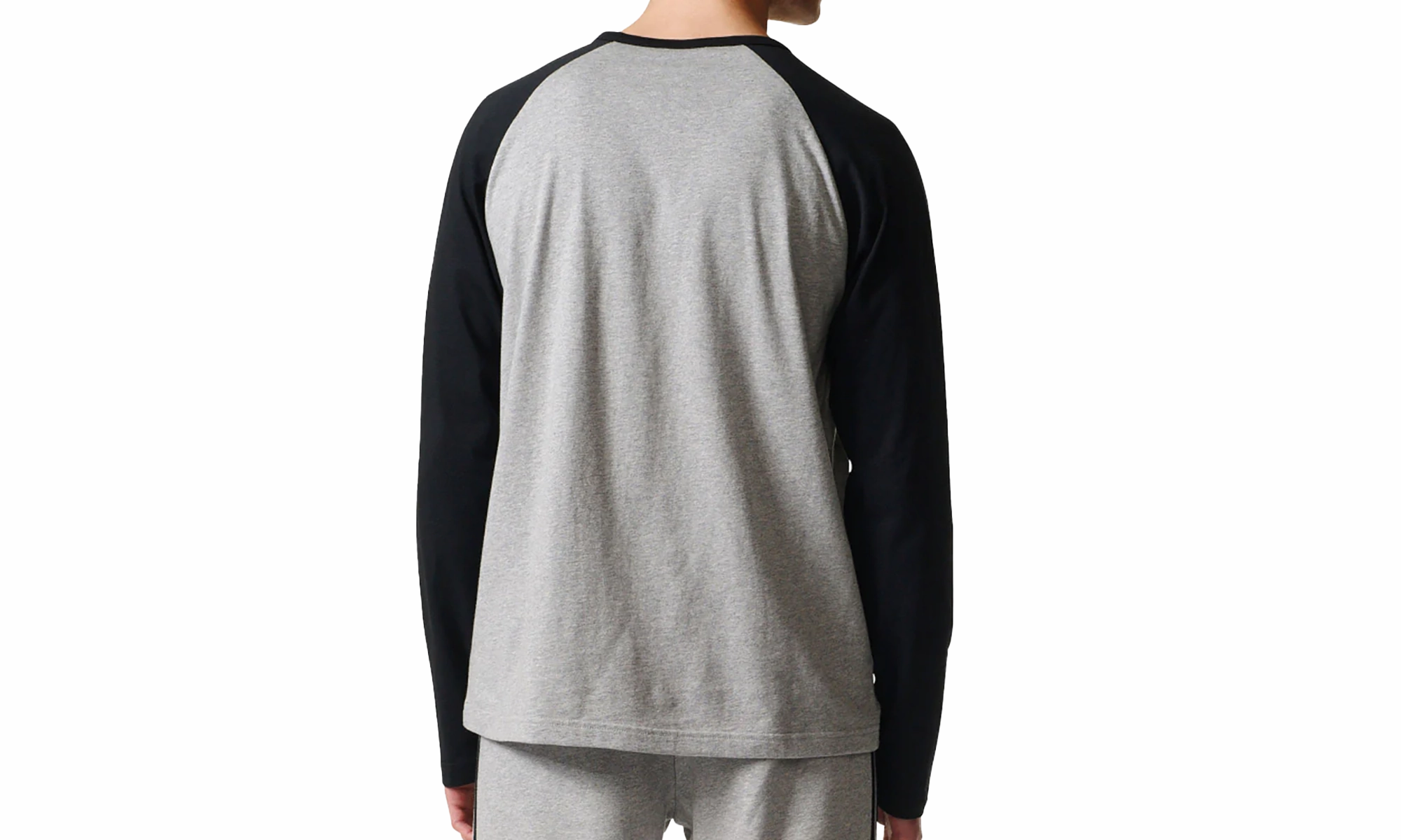 London Edge StretchPaneling Trefoil Long Sleeve T-Shirt "Medium Grey Heather / Black"