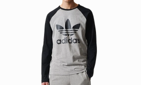 Trefoil Long Sleeve T-Shirt "Medium Grey Heather / Black" Thermal Insulation Layer