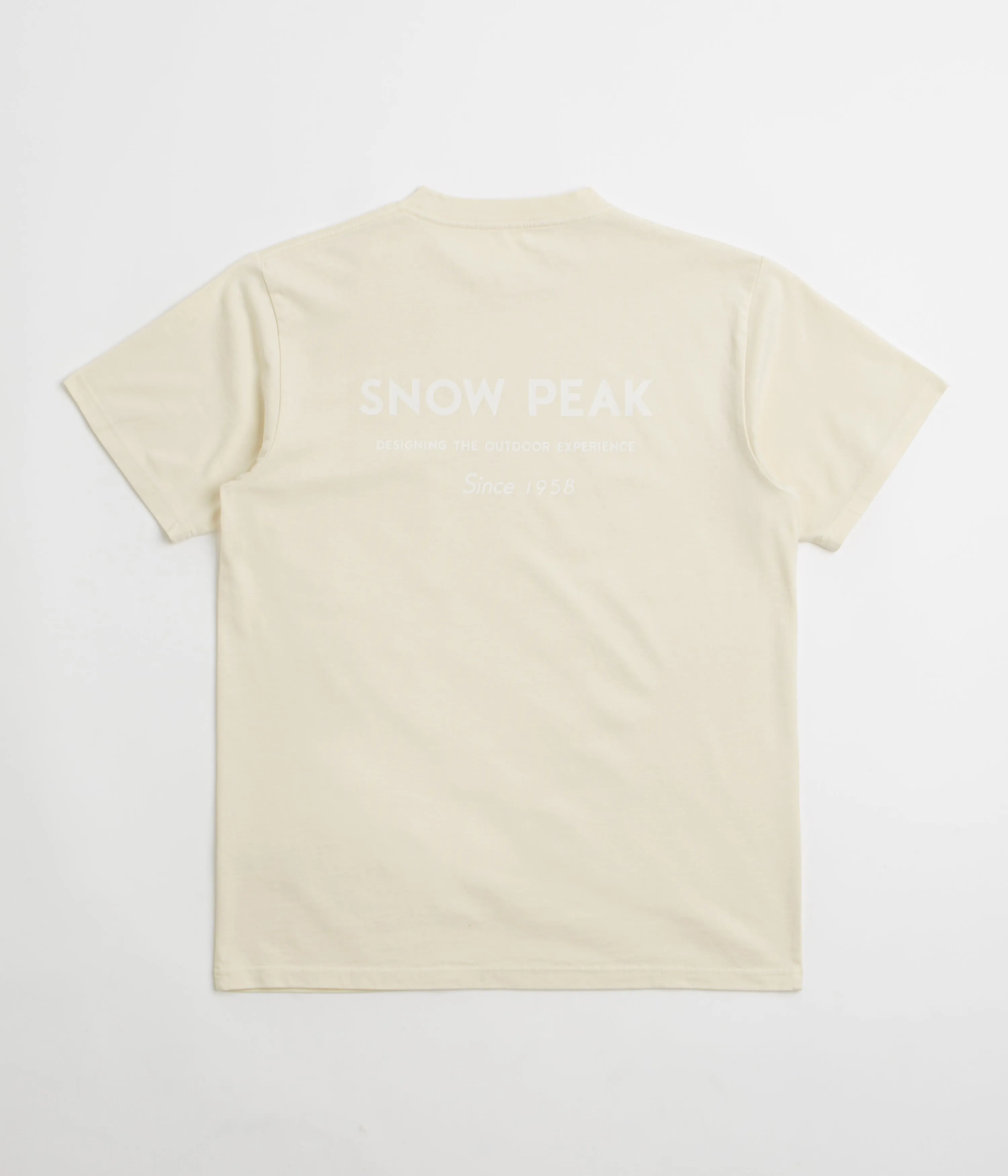 Snow Peak Garment Dyed T-Shirt - Ivory one-piece RV park