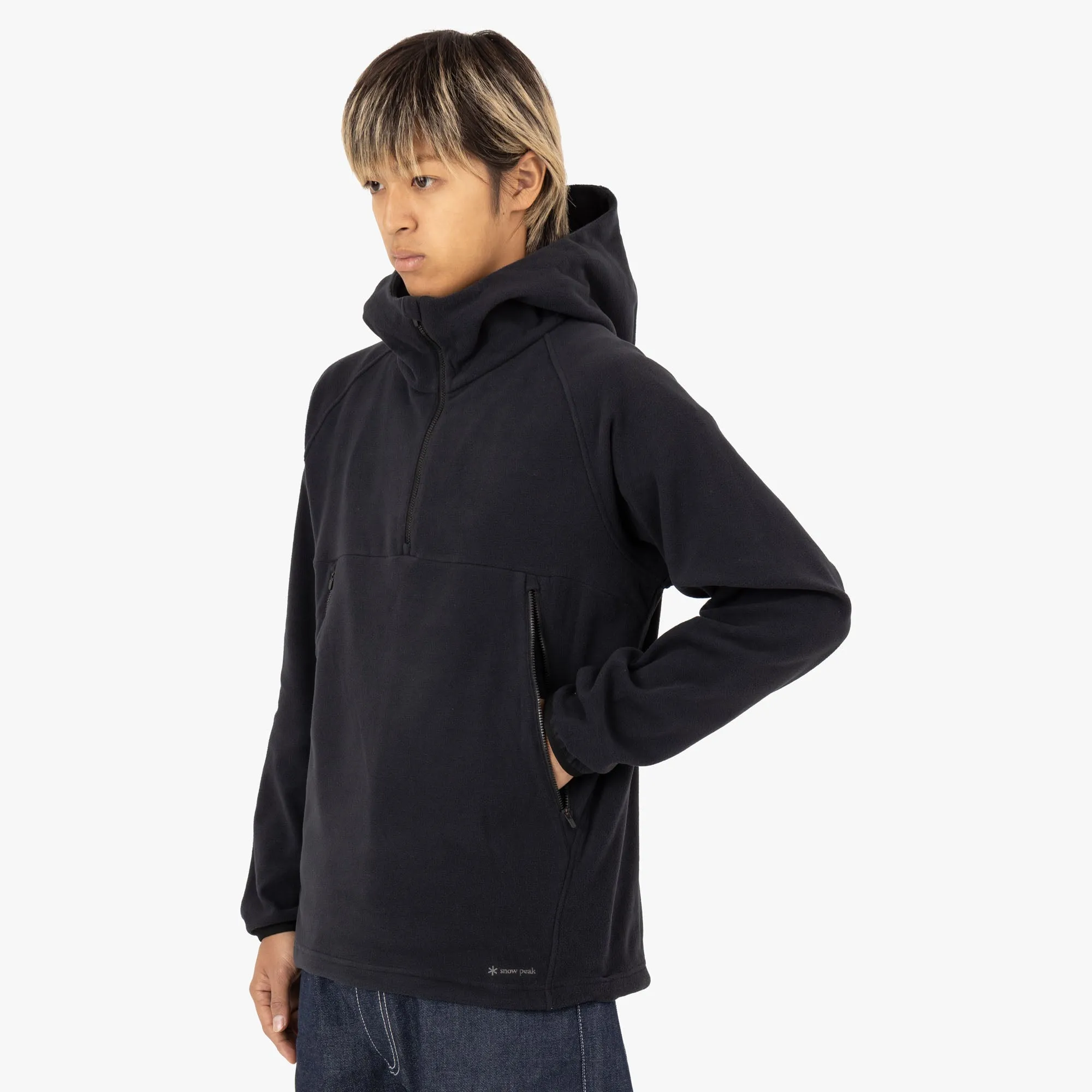 Snow Peak Micro Fleece Half Zip Hoodie / Black Unisex Appeal