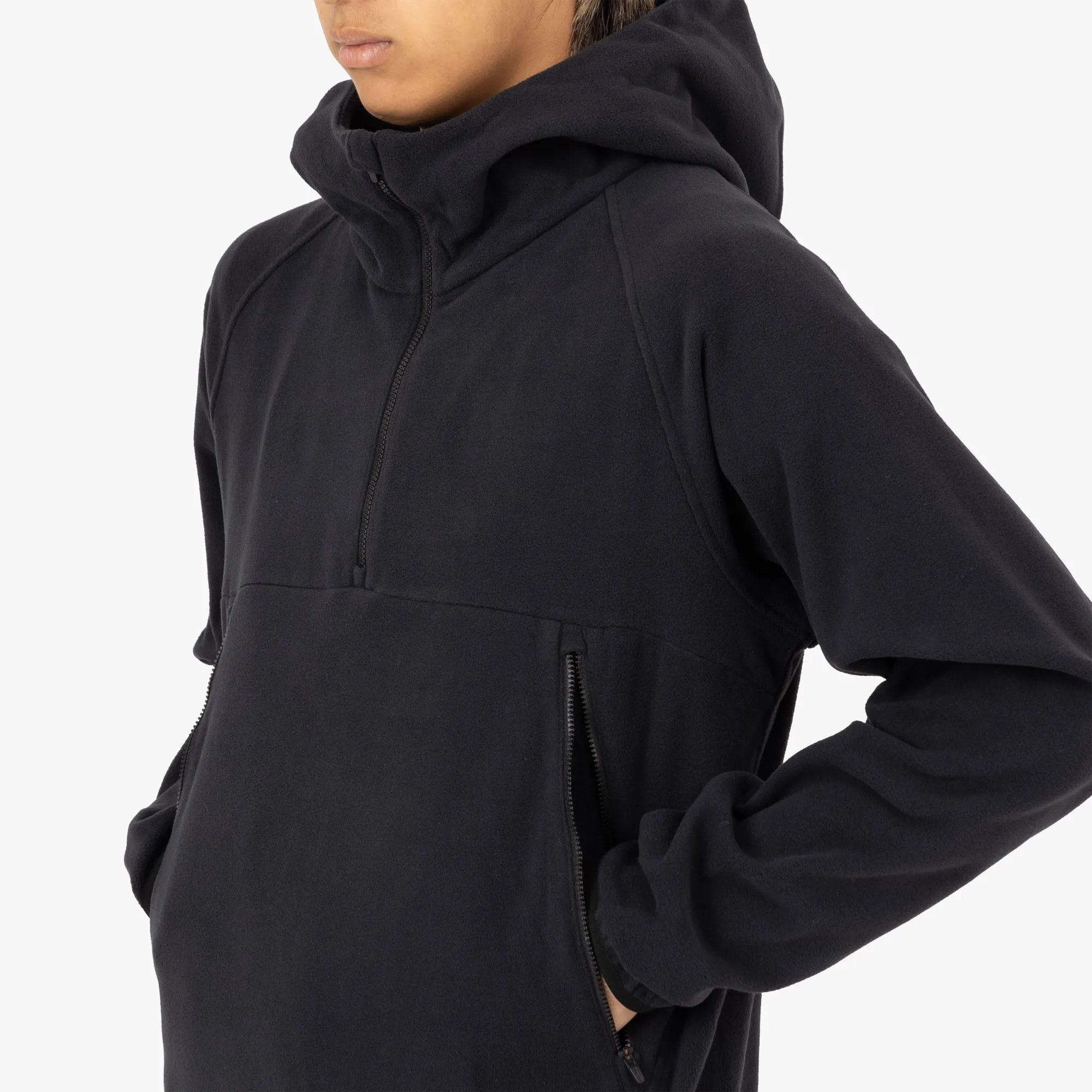 Snow Peak Micro Fleece Half Zip Hoodie / Black Camping Gear product patchwork creativity