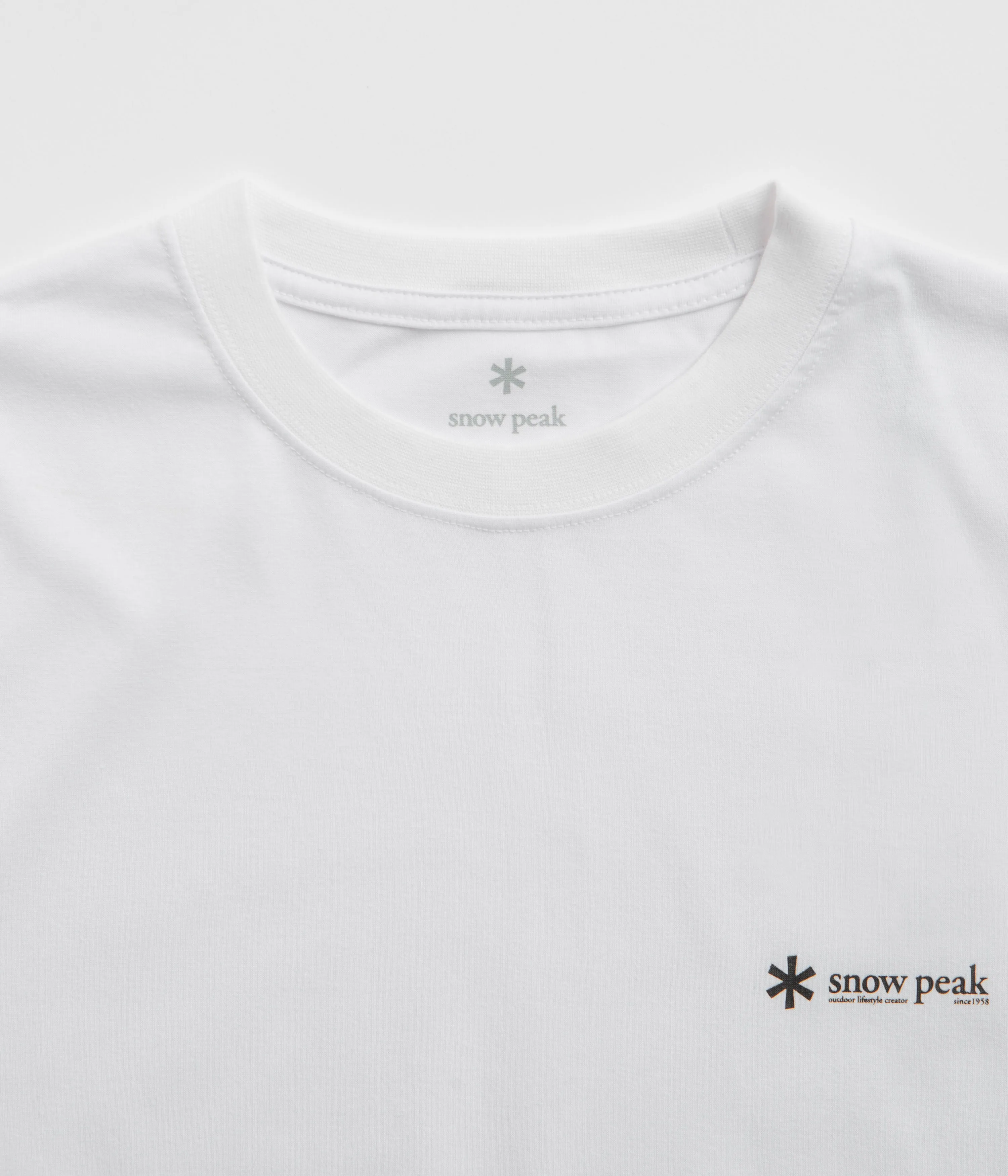 Snow Peak Onepoint Logo Long Sleeve T-Shirt - White campervan venue