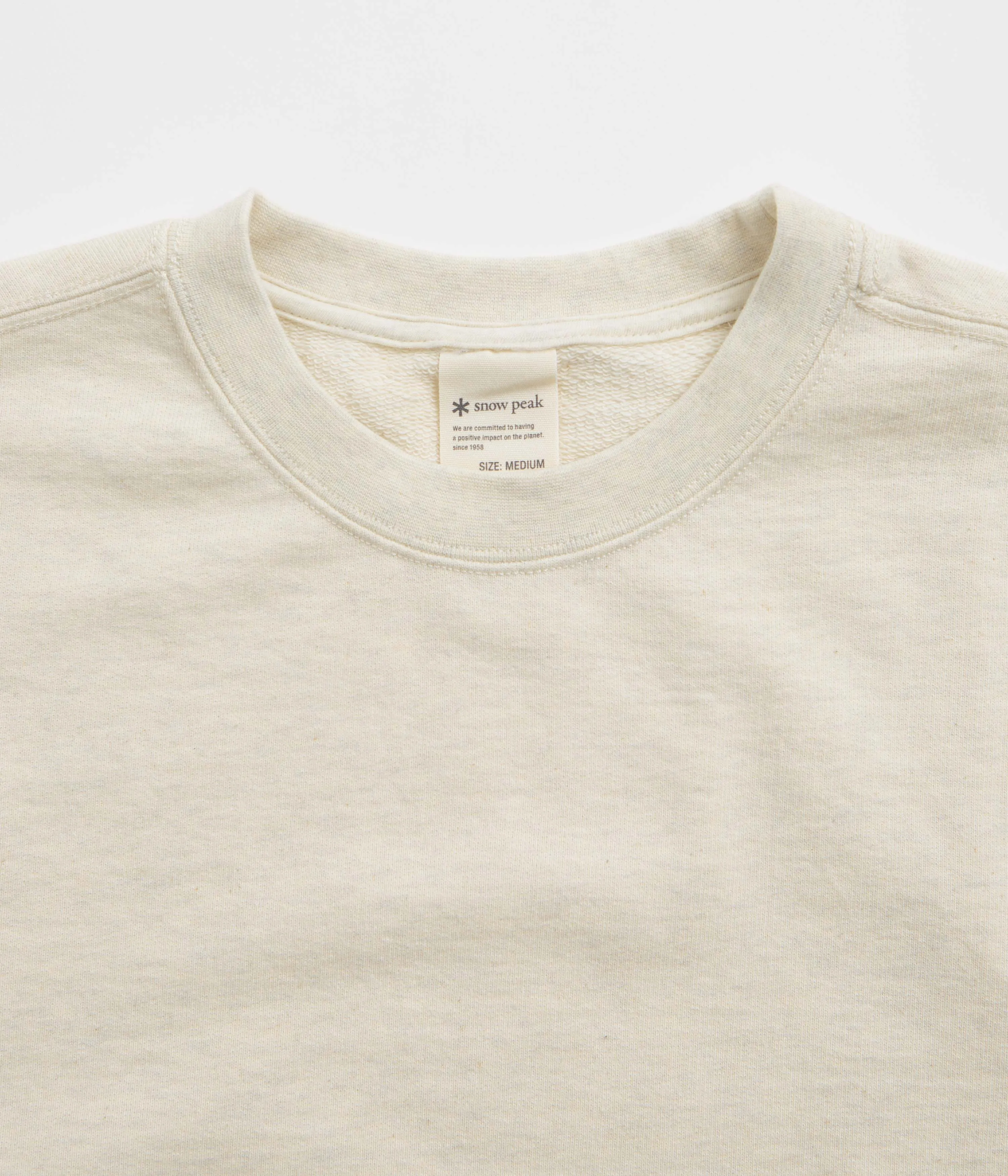 Snow Peak Recycled Cotton Crewneck Sweatshirt - Oatmeal Trendy Style Breathable Material