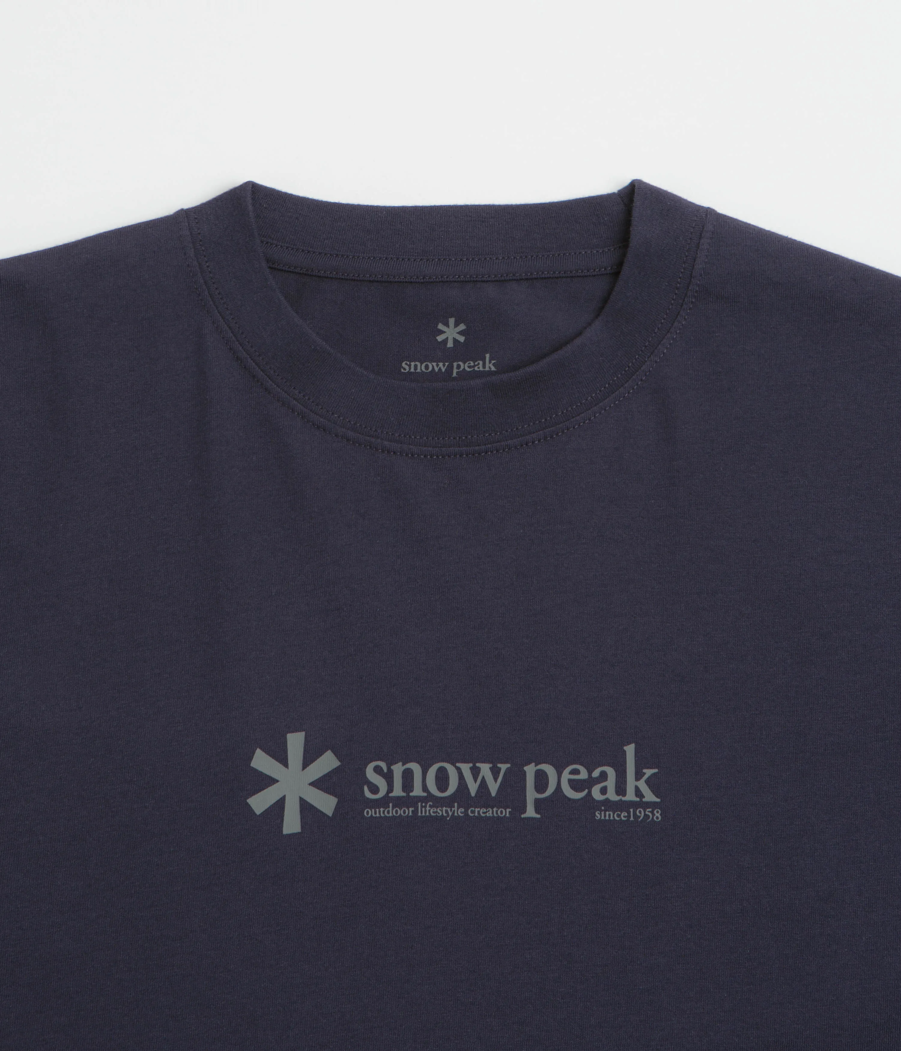 cricket venue School Uniform Snow Peak Soft Cotton Logo T-Shirt - Navy