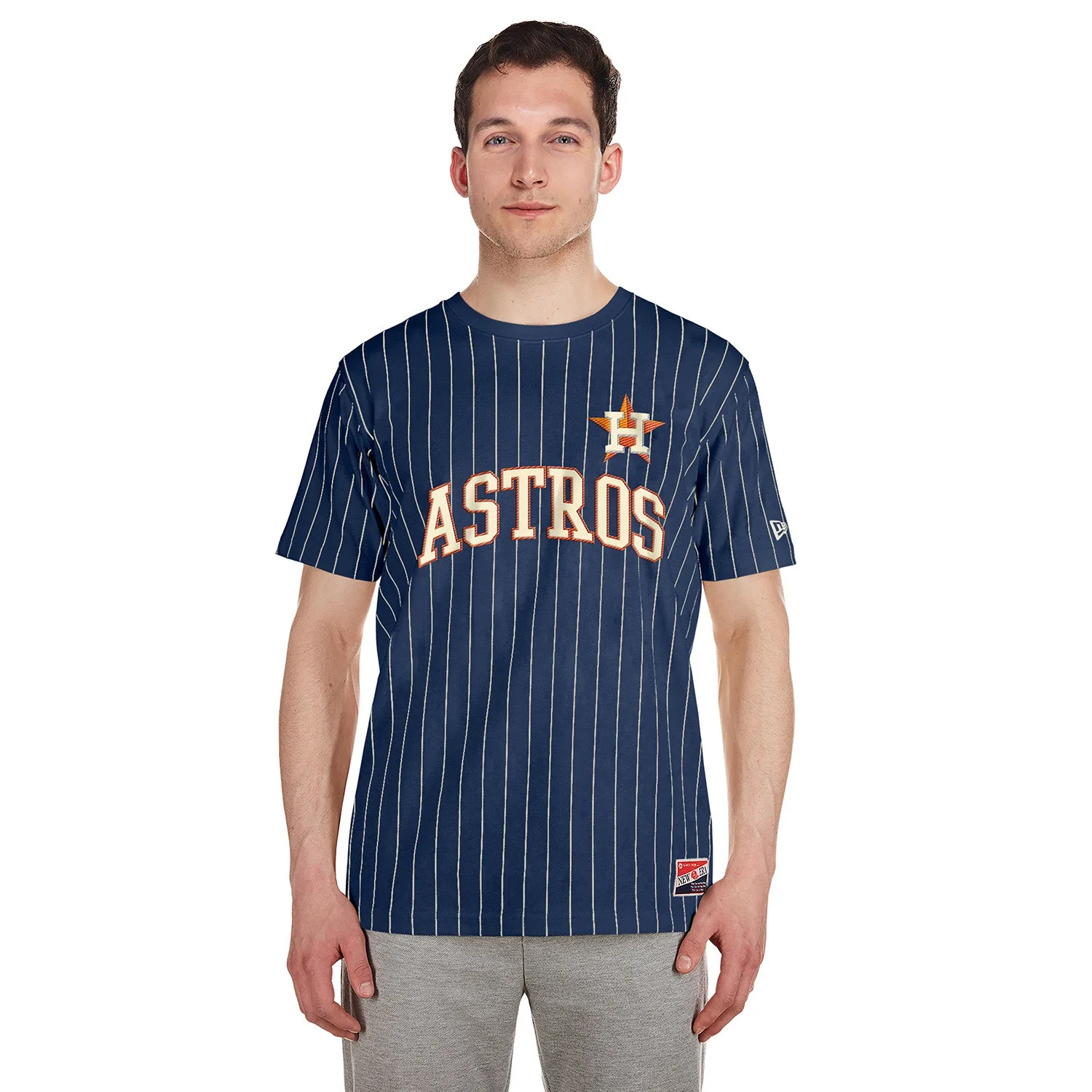 Astros Chrome Pinstripe Tee - Mens Photo Fit QuickAccessPockets