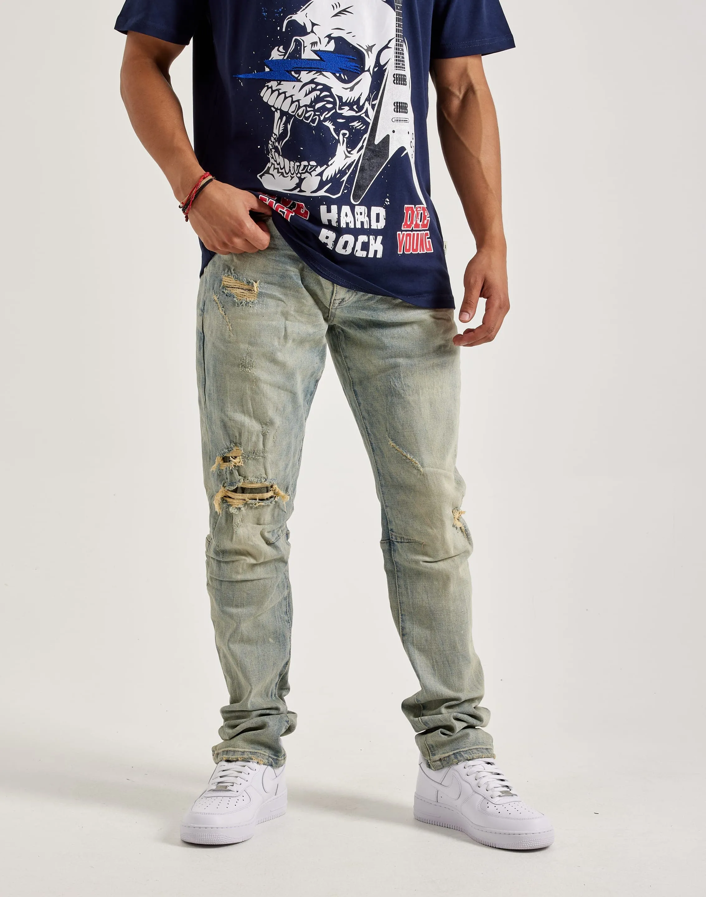 Smoke Rise Rip & Repair Slim Denim Jeans Design Edge Self Love