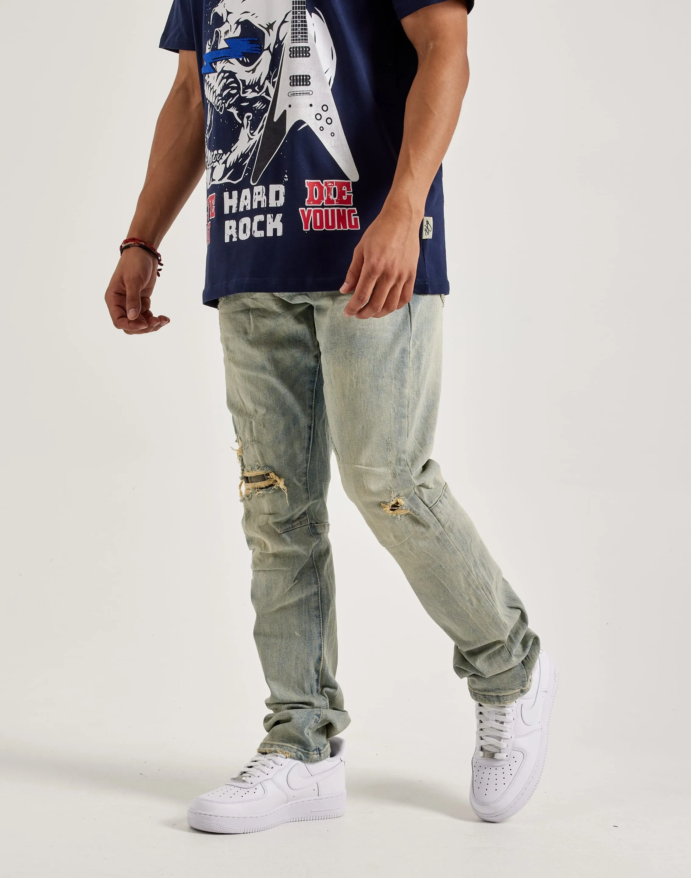 Smoke Rise Rip & Repair Slim Denim Jeans Durable Construction