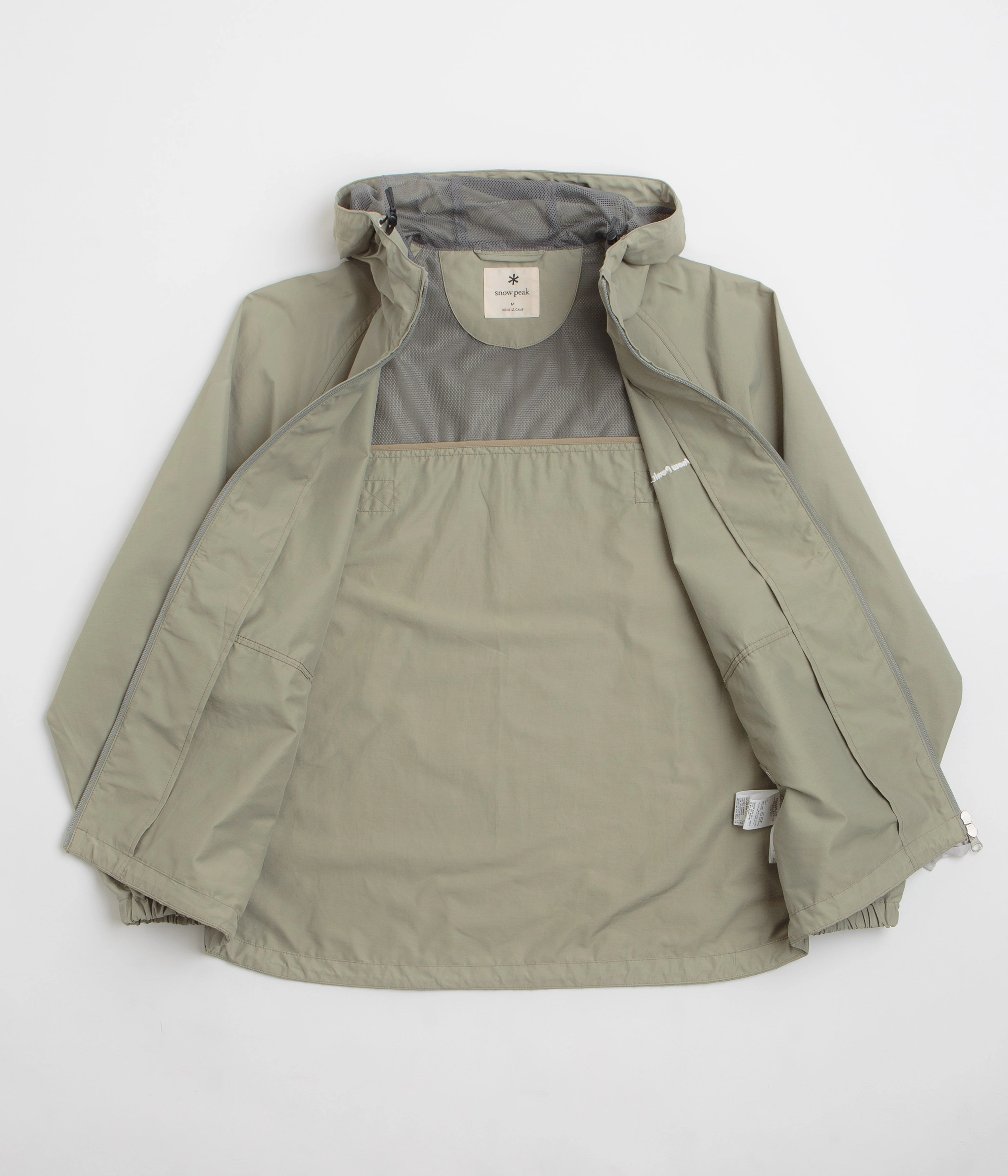 Snow Peak Light Mountain Cloth Zip Up Parka - Beige Reflective Safety Trim Easy Care Fabric