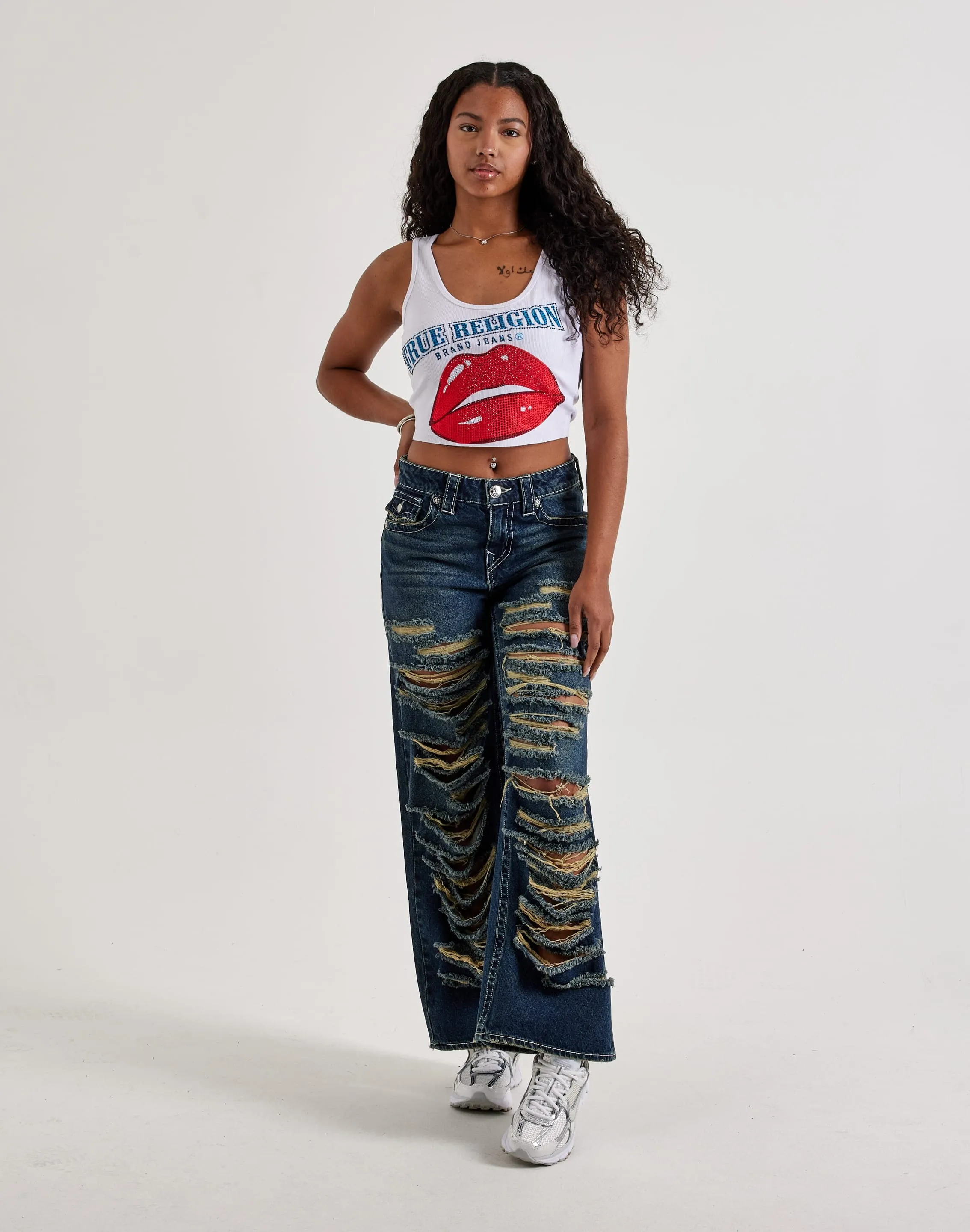 True Religion Crystal Lips Tank Top DurableBlend Reinforced Edges
