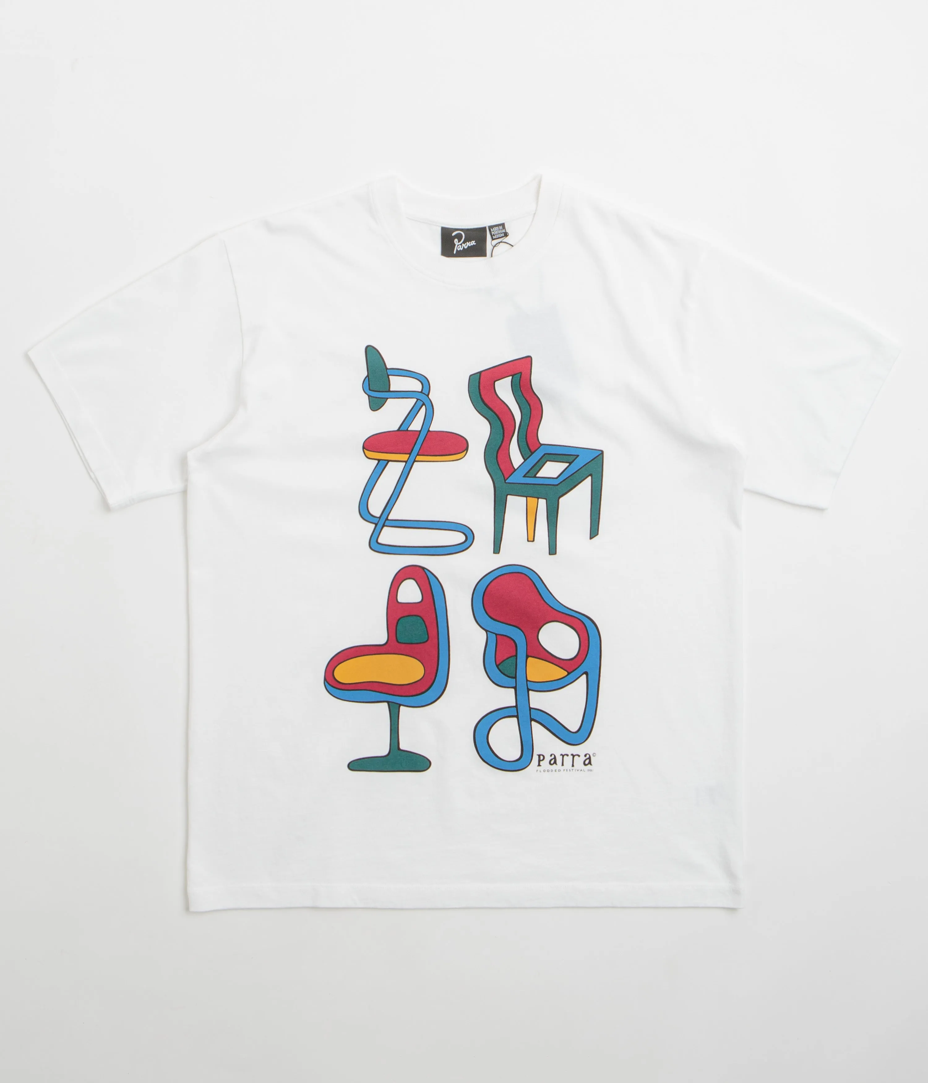 clinic event simple details by Parra Unreasonable Chairs T-Shirt - White