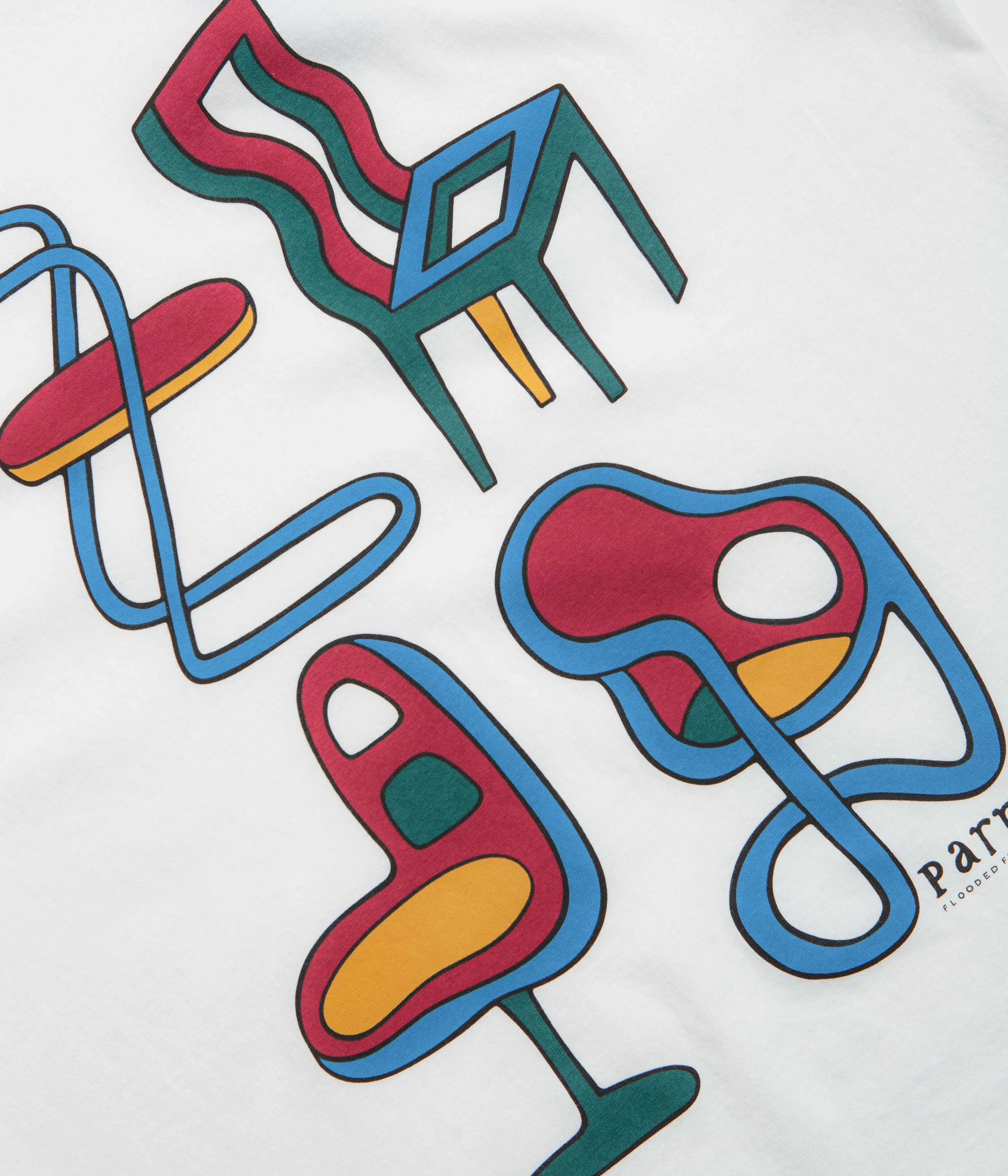 Tight-fitting skinny pants silhouette by Parra Unreasonable Chairs T-Shirt - White