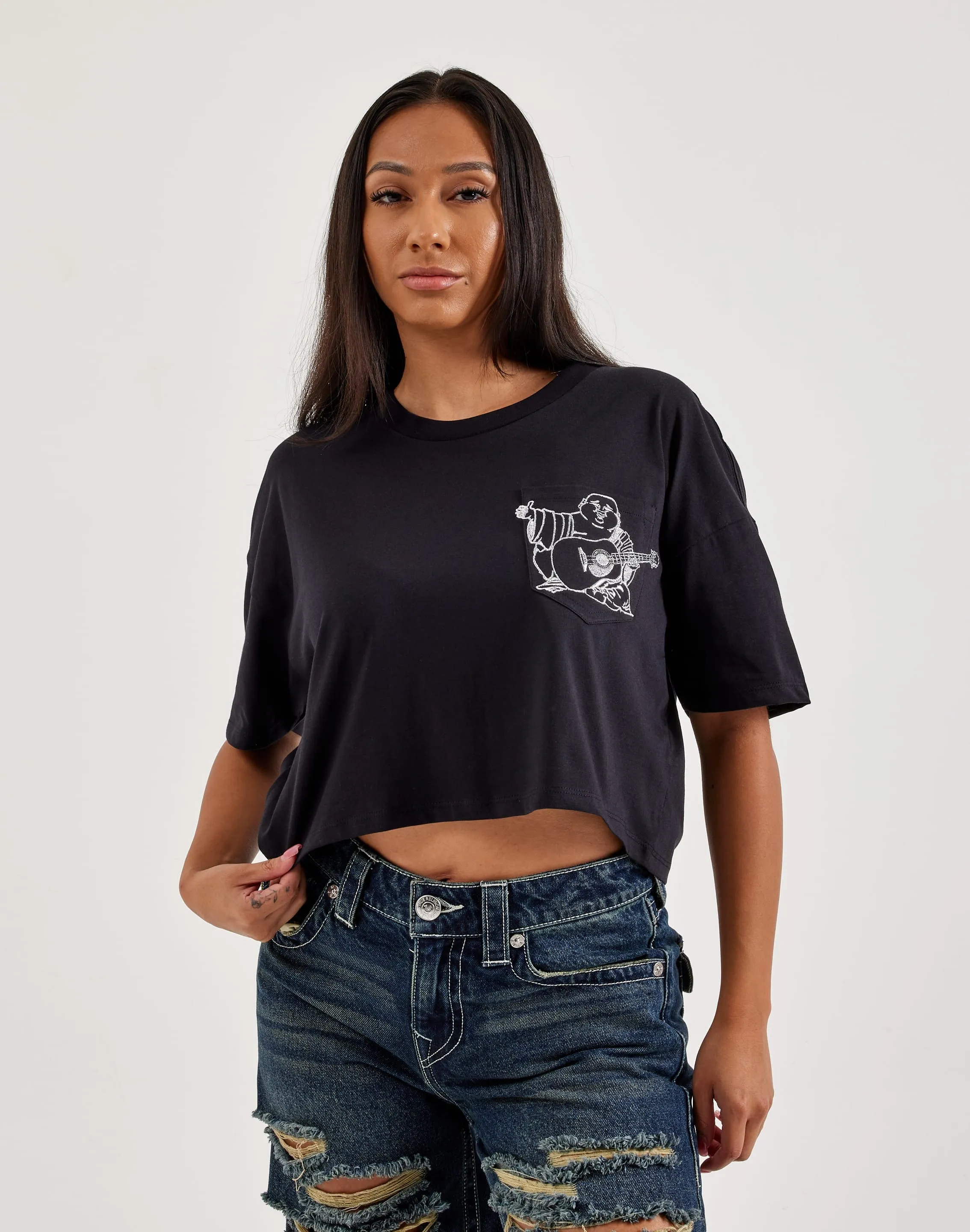 True Religion Embroidered Buddha Tee MoistureControl Fabric Japan Neat