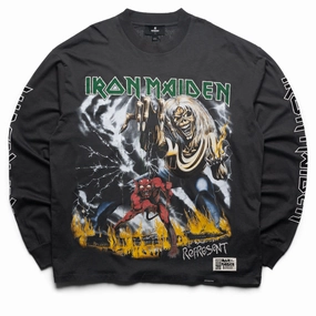 snowboarding venue afternoon Iron Maiden x Represent Number Of The Beast L/S Tee - Sunfade Grey