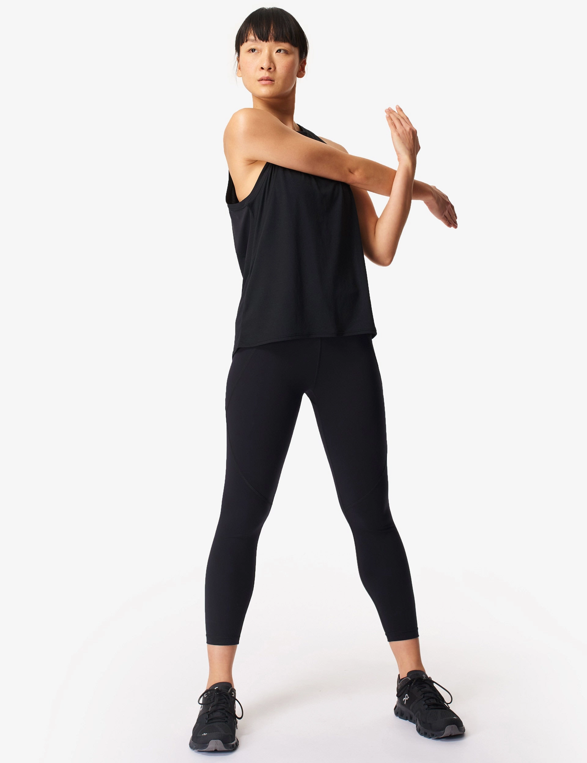 Power 7/8 Gym Leggings - Black Compression Fit