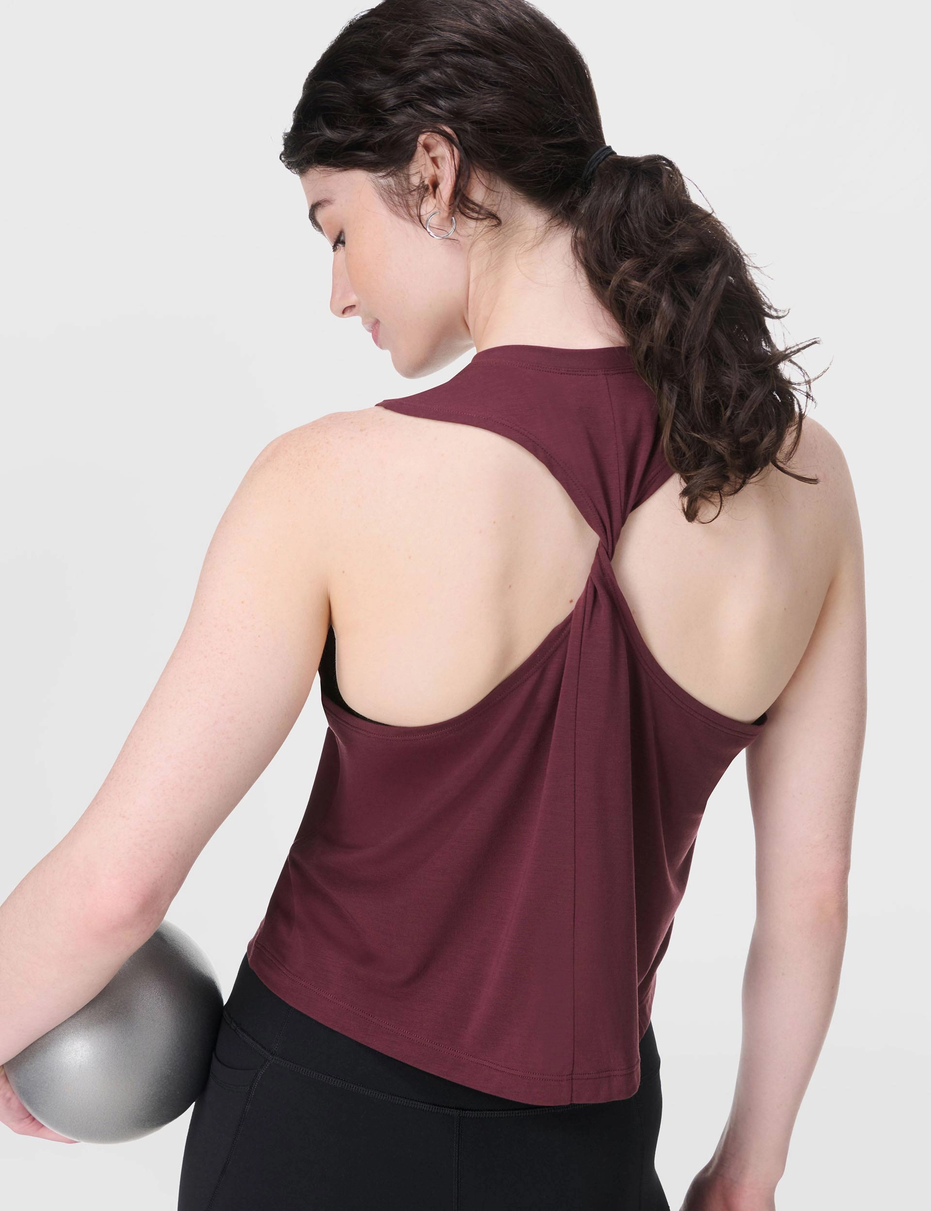 Soft Flow Studio Twist Back Vest - Garnet Red Smooth - operating Multi - functional