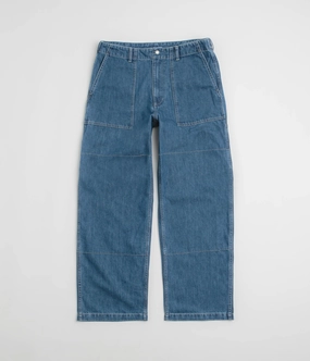 Snow Peak Takibi Denim Pants - Light Blue Anti Snag Threading Back pockets