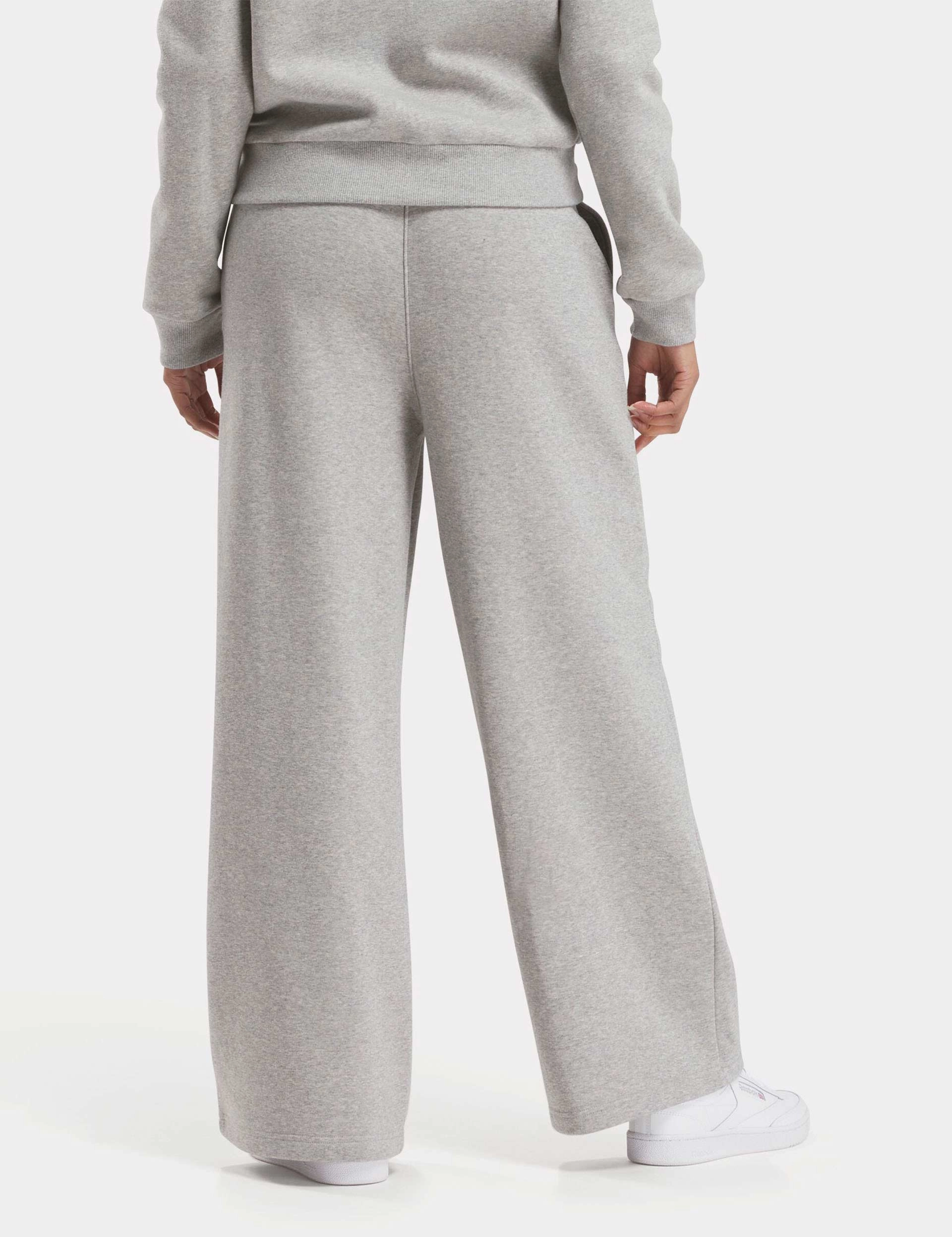Multi Pocket Design Identity Fleece Wide Leg Pants - Medium Grey Heather