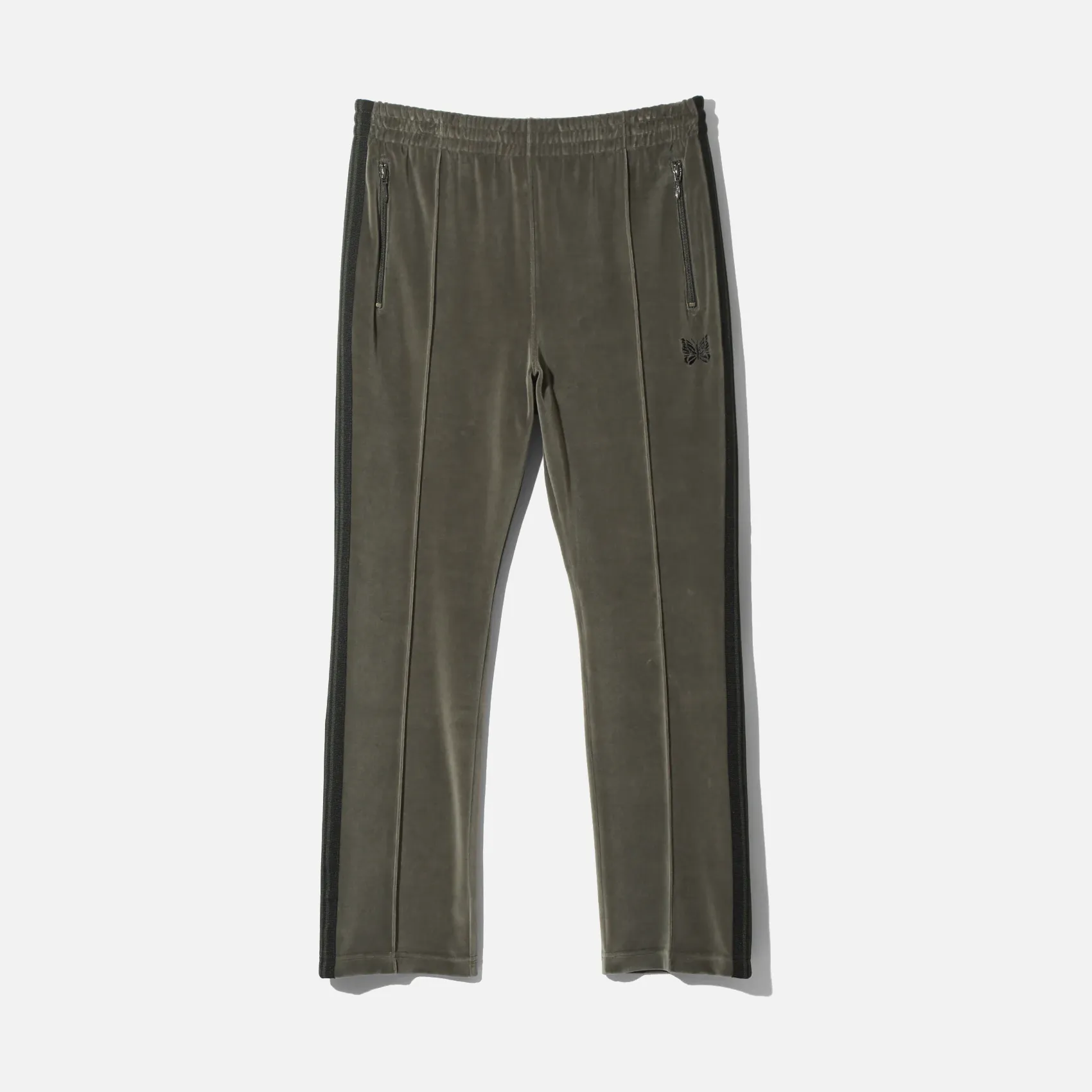 NARROW TRACK PANT VELOUR - OLIVE Layer Play Office Mood