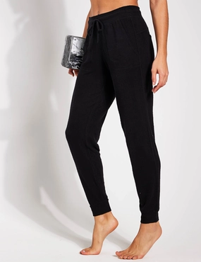 Soho Sweatpant - Black Flexible Knit Waist No Snag Zipper Guard