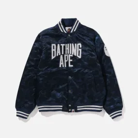 Park Day BuiltIn Grip SOLID CAMO NYC LOGO NYLON VARSITY JACKET - NAVY