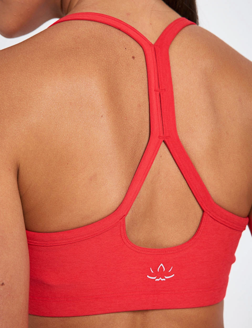 Easy Material Ergonomic Cut Spacedye Slim Racerback Bra - Candy Apple Red Heather
