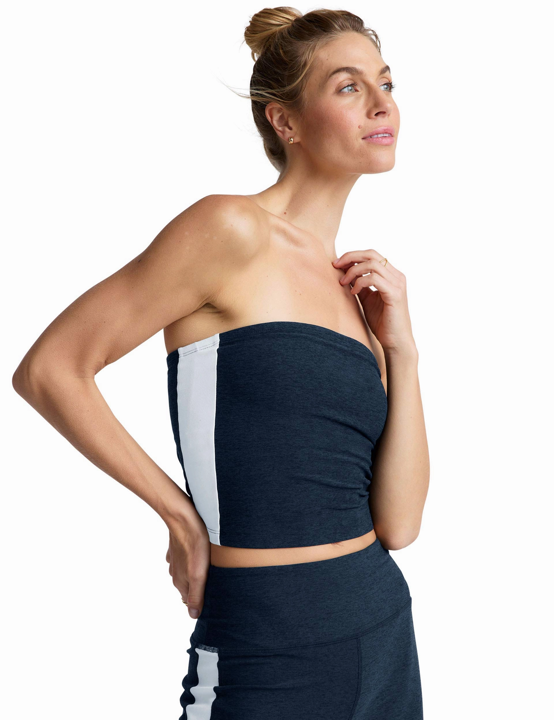 Spacedye Strapless Stripe Top - Nocturnal Navy/Cloud White Easy Care Material Navy