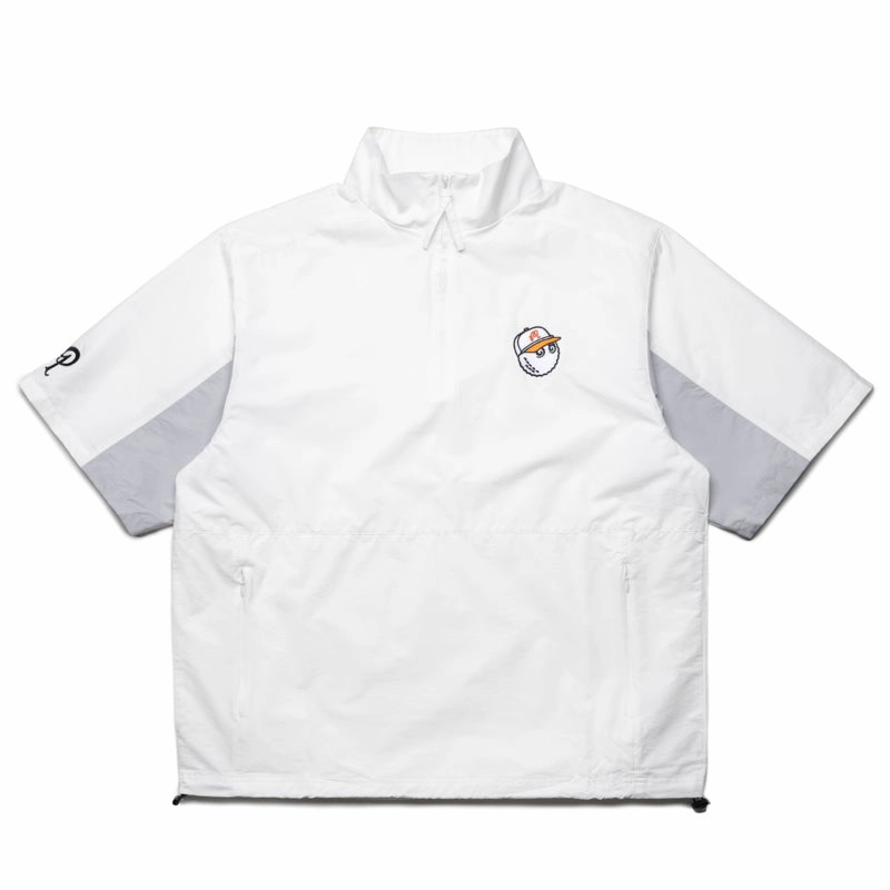 Layered Security Pockets Malbon Golf Evergreen Nylon Windshirt - White
