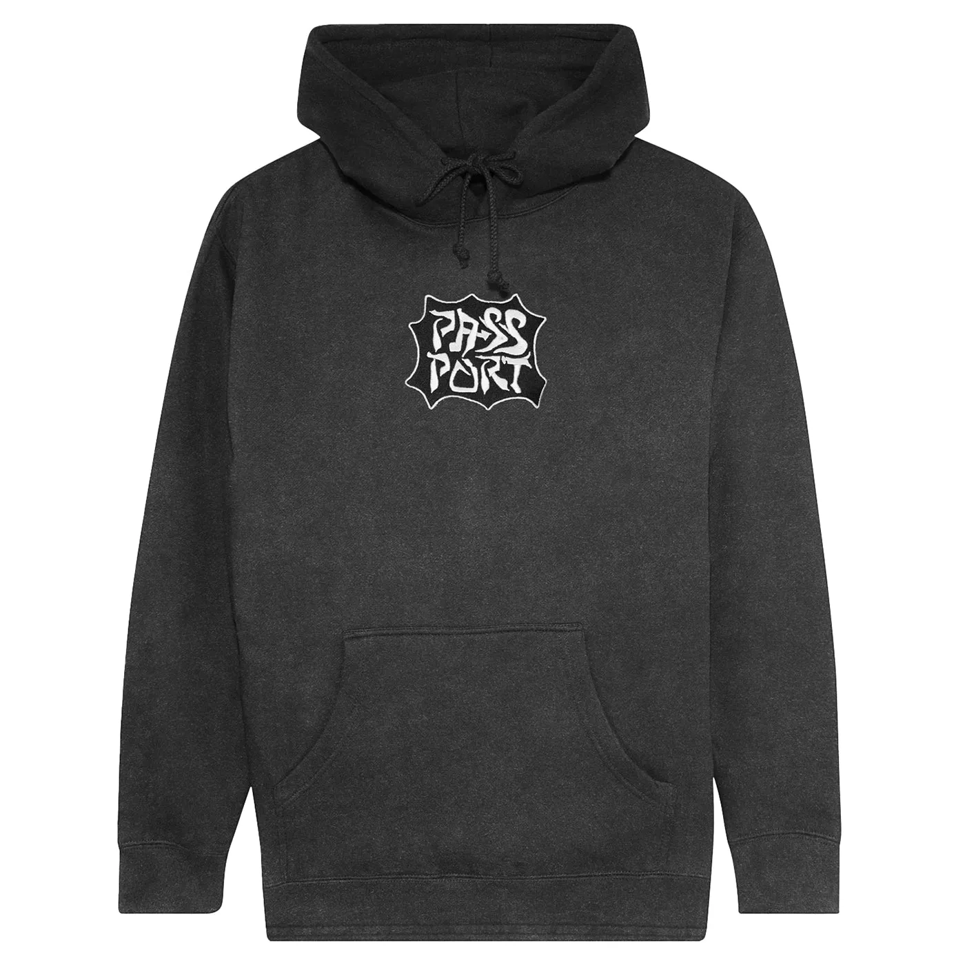 Oversized Silhouette Handsome Finish PASS~PORT Glyph Hoodie - Acid Black