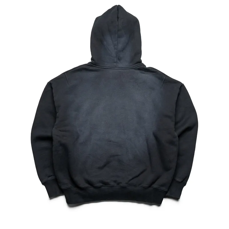Cozy Vibe Plush Feel Purple Brand Studded Scratch Hoodie - Black