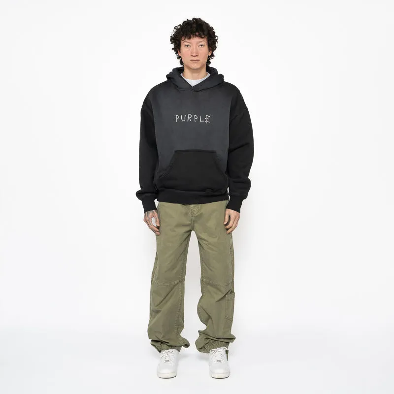 Men's Purple Brand Studded Scratch Hoodie - Black