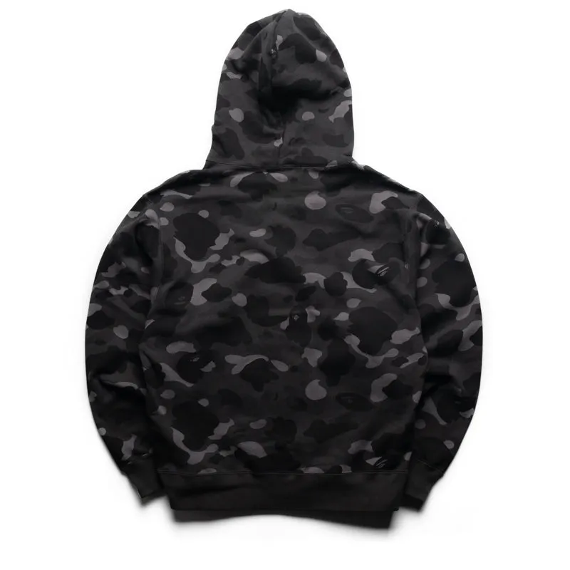 Raglan Sleeve Construction A Bathing Ape One Point Color Camo Cropped Full Zip Hoodie - Black