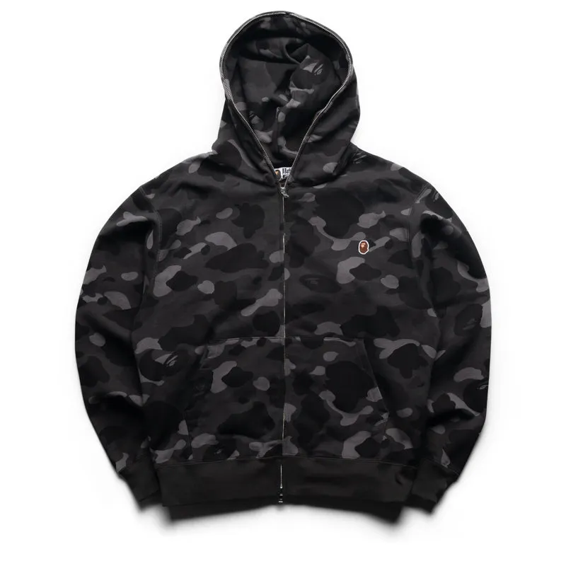 Gamer Aesthetic A Bathing Ape One Point Color Camo Cropped Full Zip Hoodie - Black