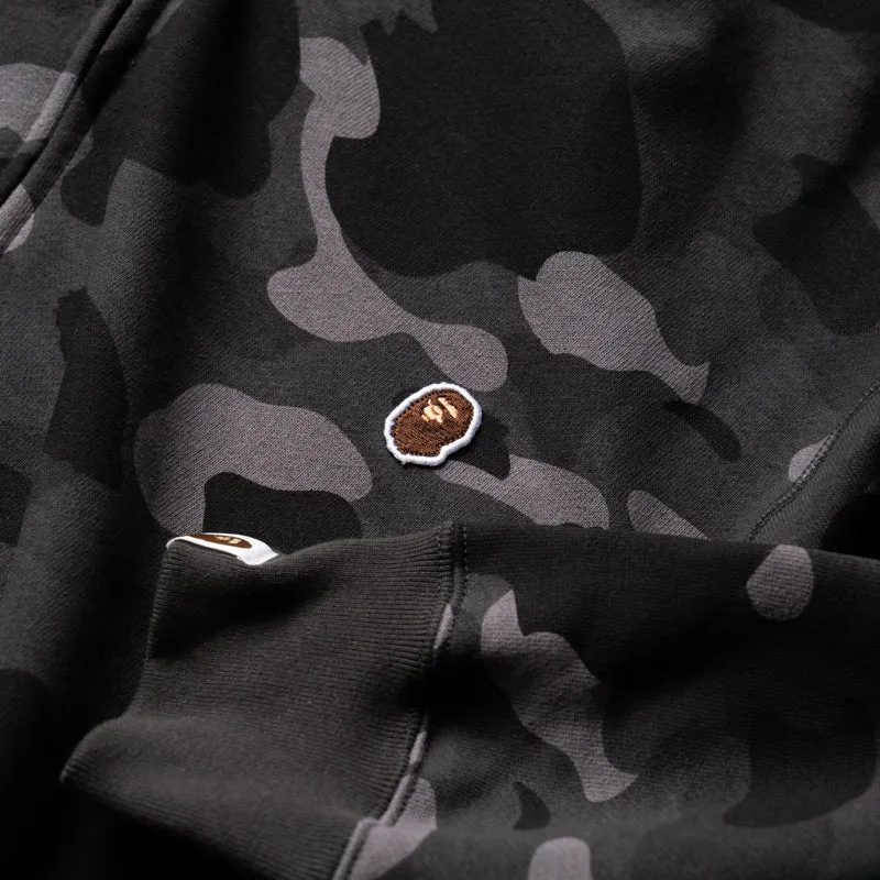 Flatlock Seam Finish Sports Apparel A Bathing Ape One Point Color Camo Cropped Full Zip Hoodie - Black