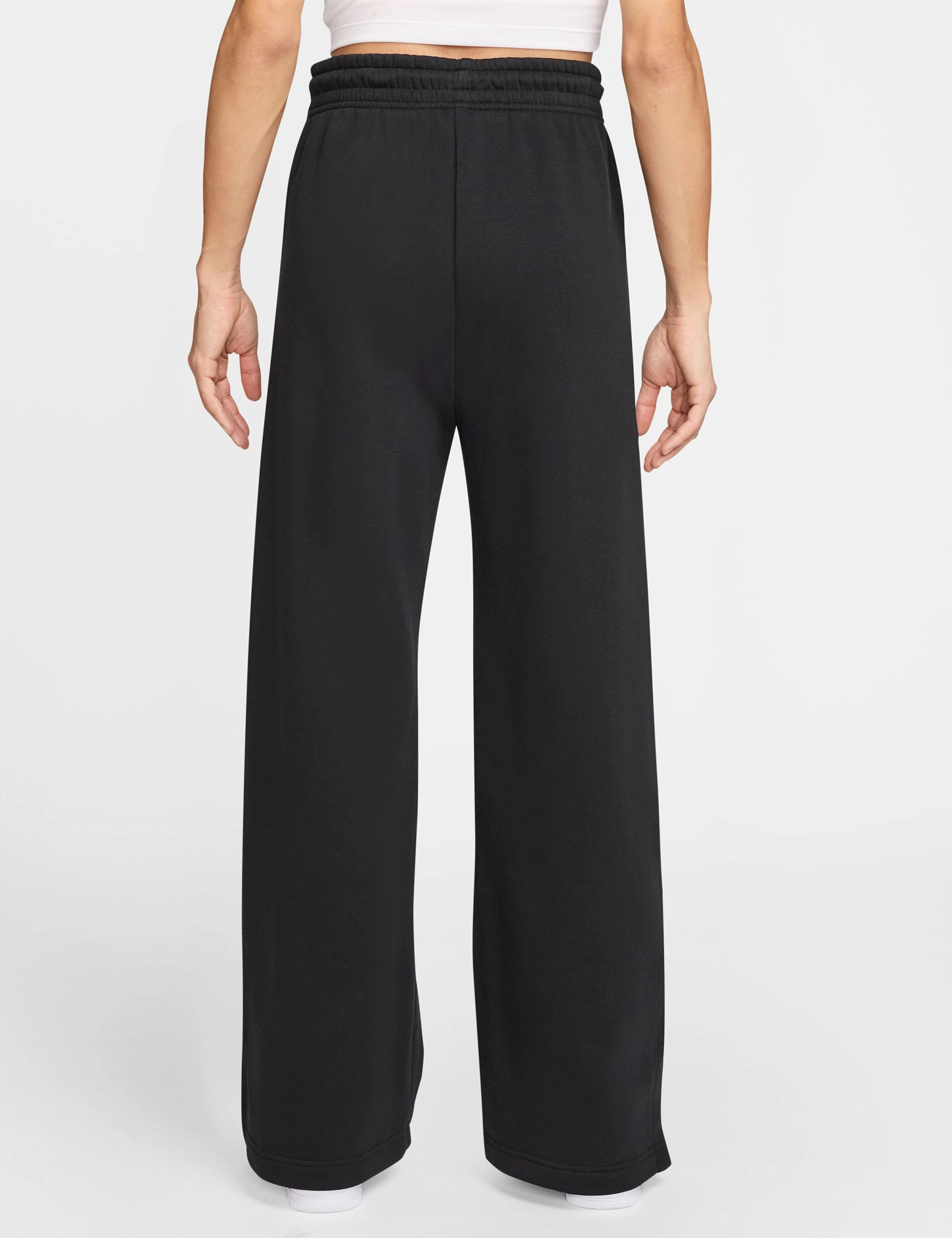 Reinforced Stress Points Contoured Silicone Gripper Sportswear Phoenix Fleece High Waisted Pants - Black/Sail