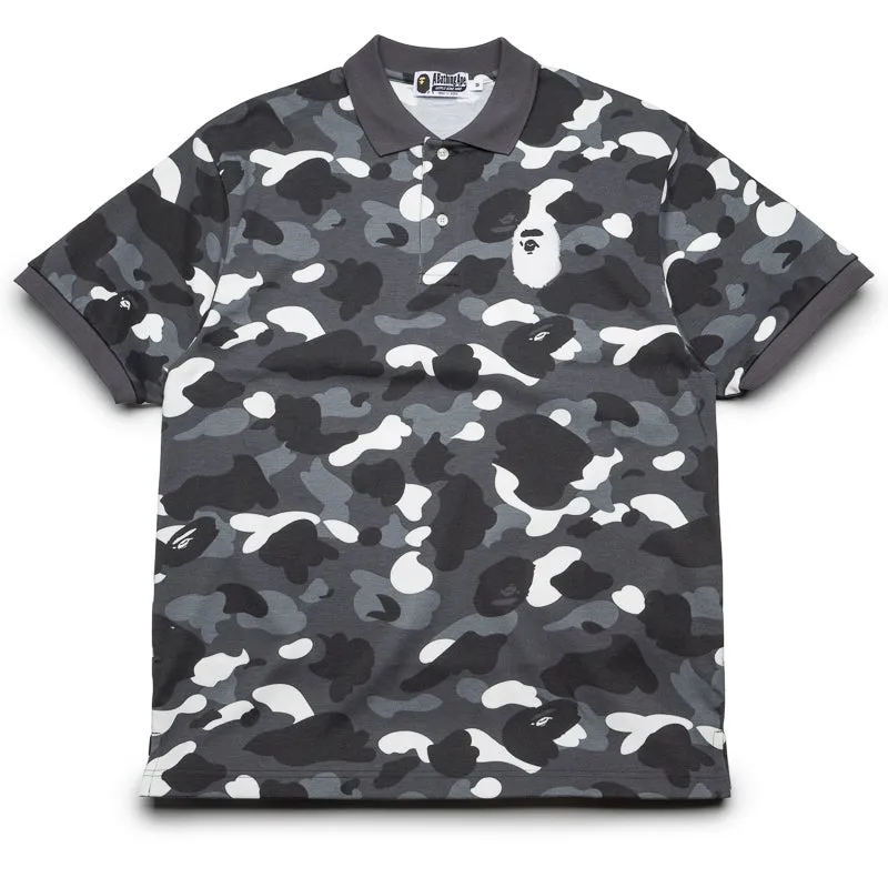 A Bathing Ape City Camo Ape Head Polo - Black Polished Placket Weekend Outing