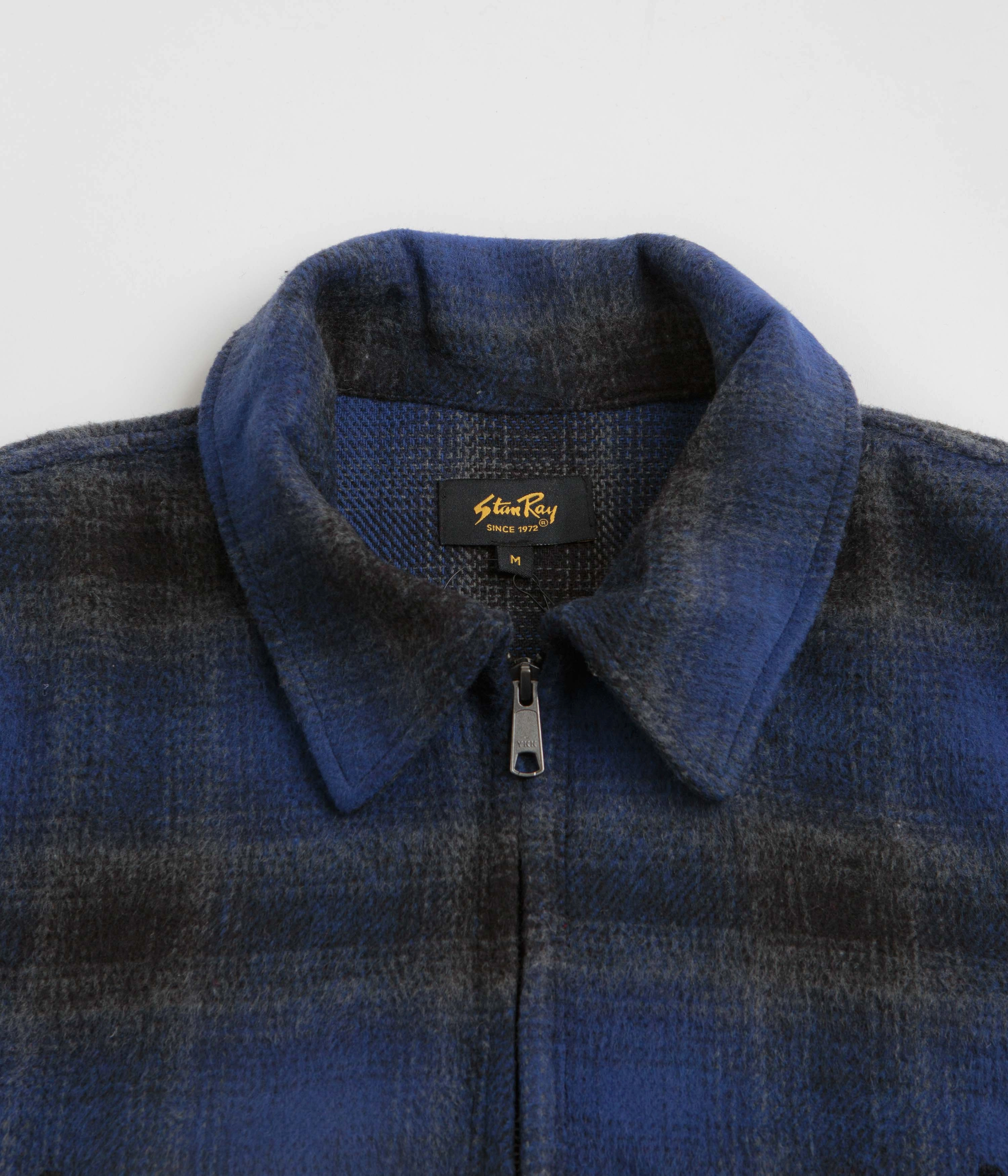 Grant Ribbed Knit Cuffs Stan Ray Mackinaw Jacket - Navy Plaid