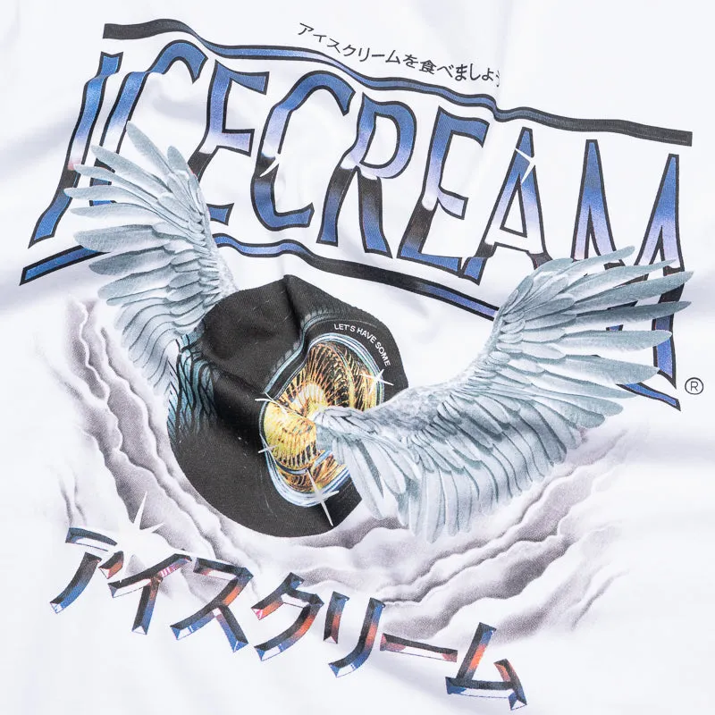 Breathable Mesh Panels Seasonal Fashion Ice Cream Heaven Tee - White