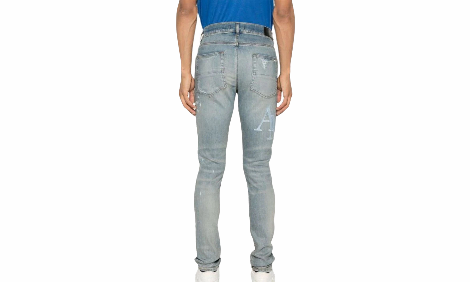 Spring Mood Affordable Breathable Denim Staggered Logo Jeans Mens Style : Amdnsy1060 "CLAY INDIGO"
