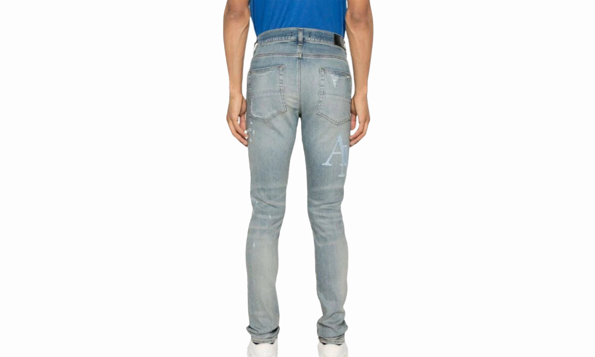 Durable Weave Travel Ready Staggered Logo Jeans Mens Style : Amdnsy1060 "CLAY INDIGO"