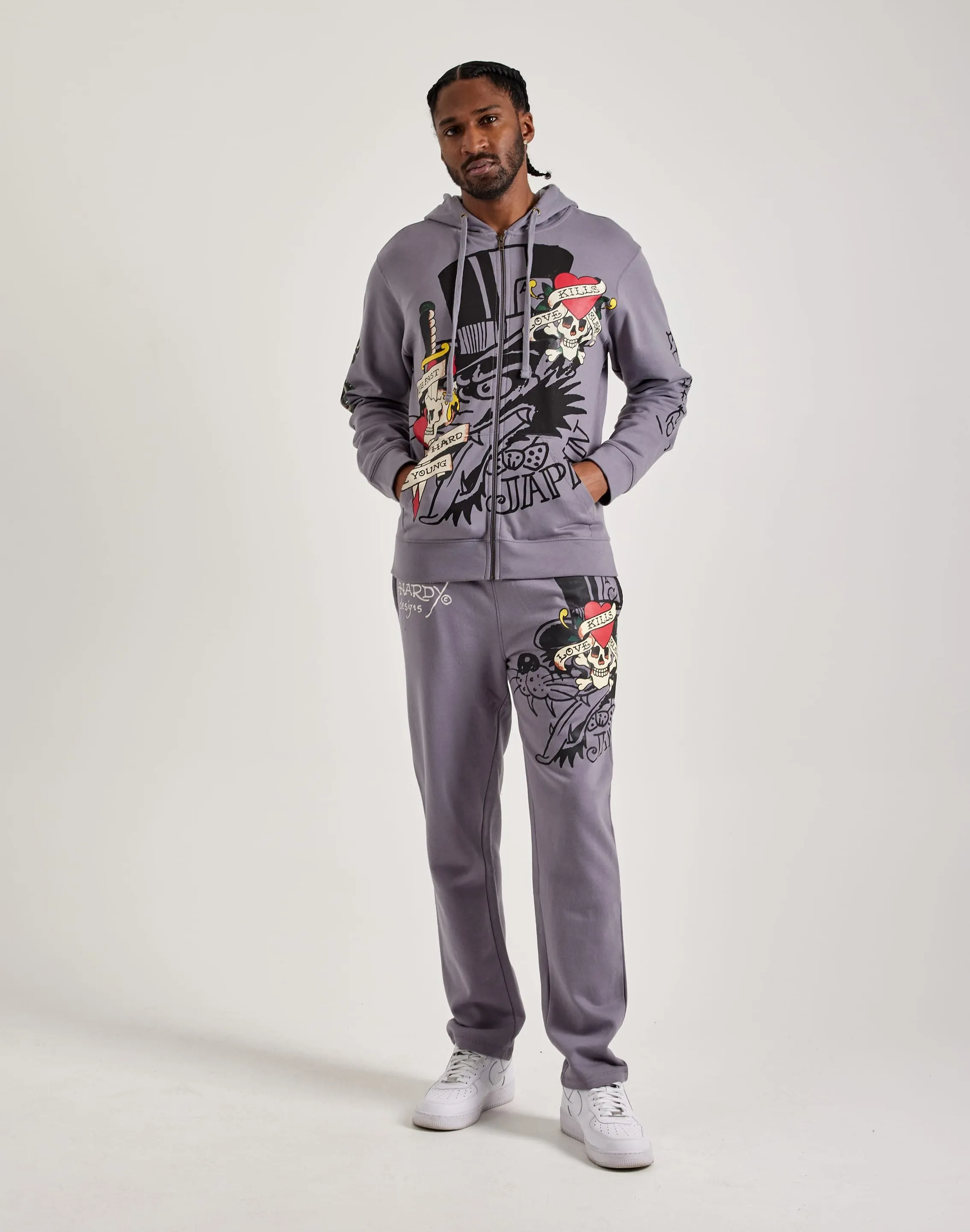 smooth zipper Ed Hardy Skull Full-Zip Hoodie